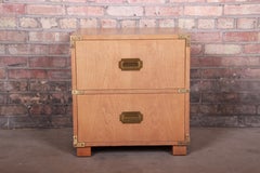 Baker Furniture Midcentury Hollywood Regency Campaign Style Nightstand, 1960s