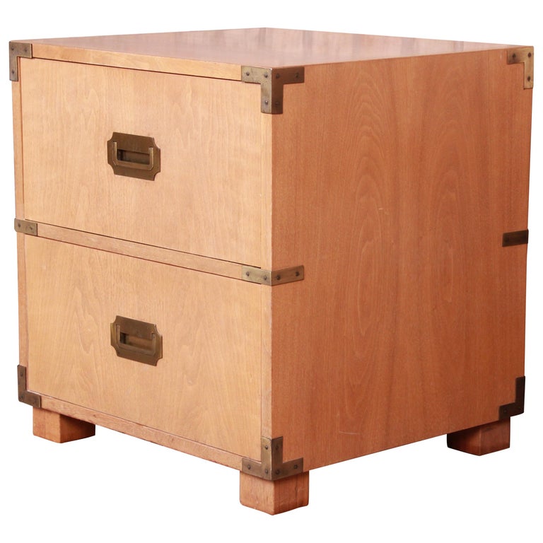 Baker Furniture Midcentury Hollywood Regency Campaign Style Nightstand 1960s For Sale At 1stdibs