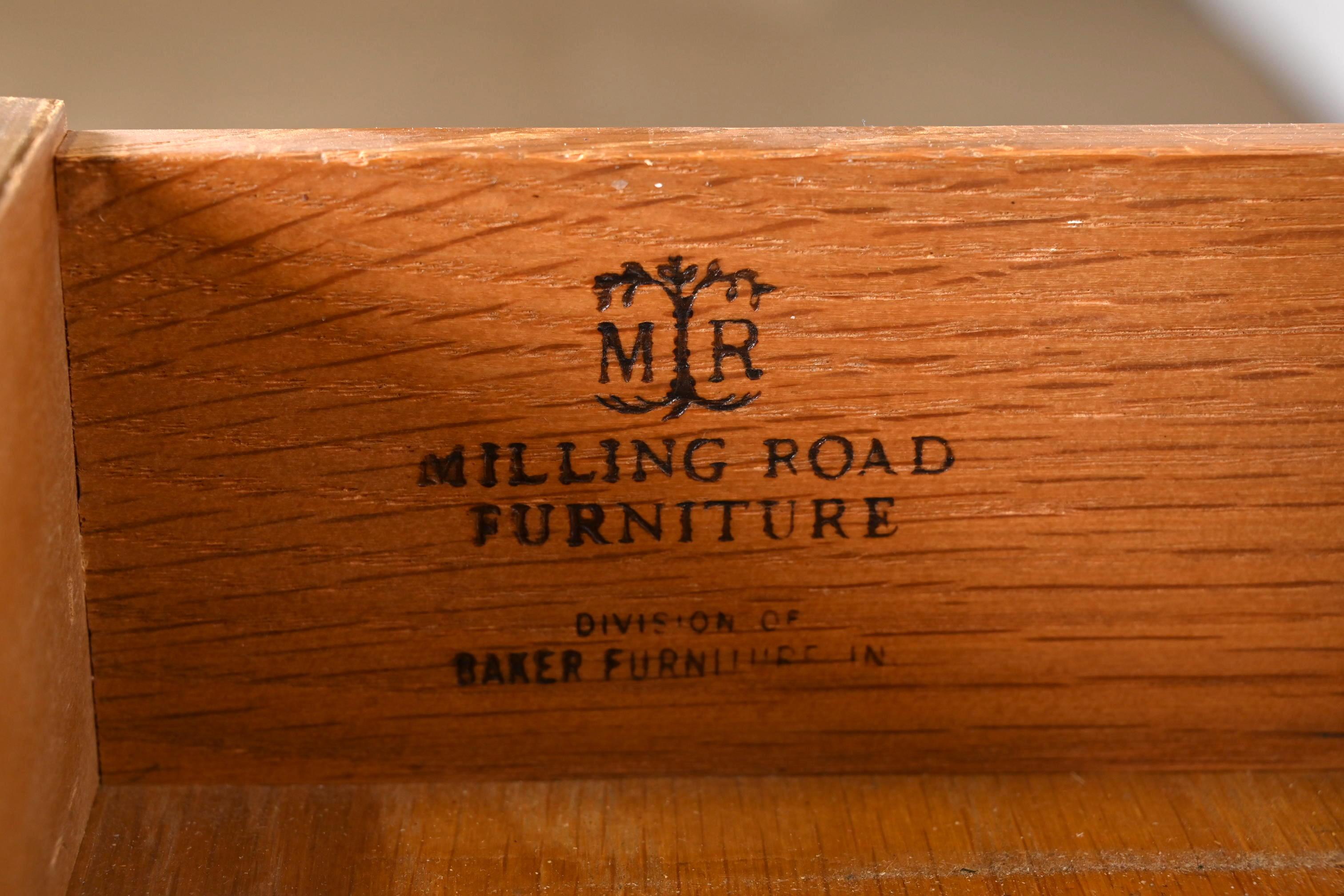 Baker Furniture Mid-Century Hollywood Regency Campaign Walnut Leather Top Desk 9