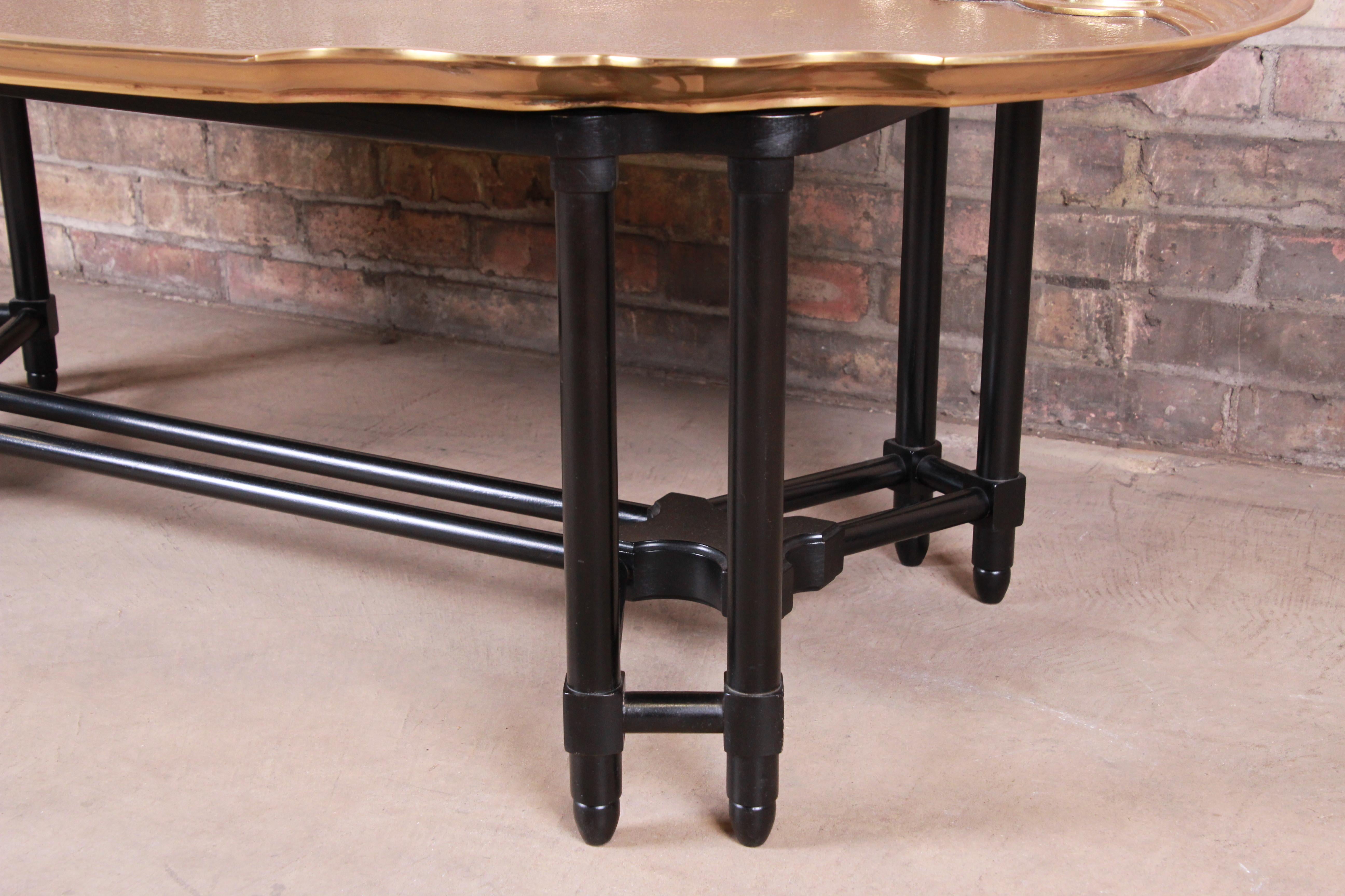 Baker Furniture Midcentury Hollywood Regency Etched Brass Cocktail Table 3