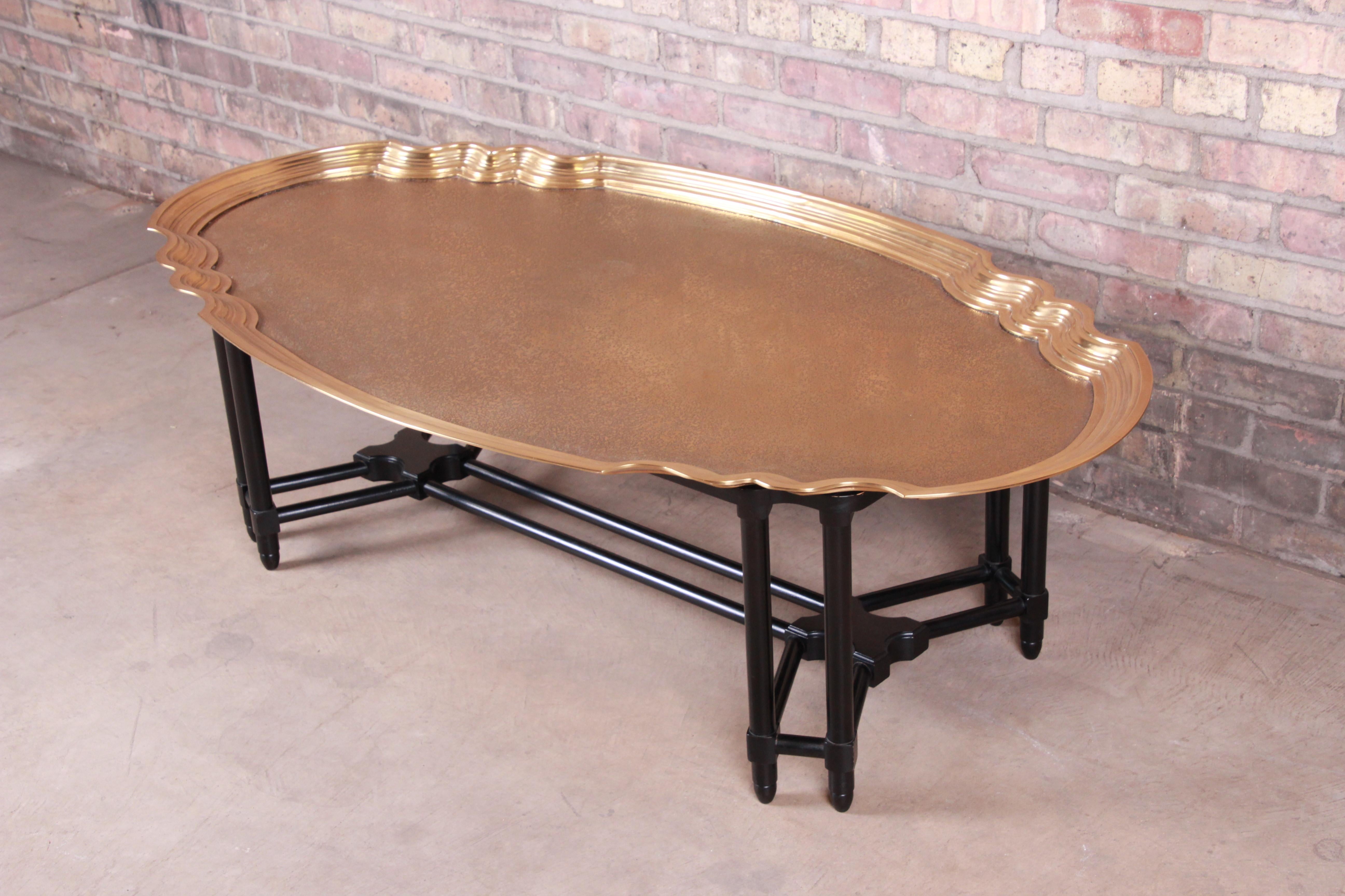 Mid-Century Modern Baker Furniture Midcentury Hollywood Regency Etched Brass Cocktail Table