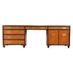 Baker Furniture Mid-Century Hollywood Regency Satinwood Desk, Circa 1960s