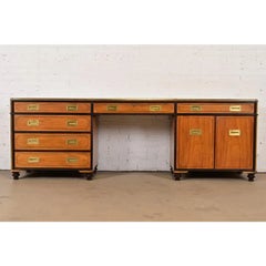 Baker Furniture Mid-Century Hollywood Regency Satinwood Desk, Circa 1960s