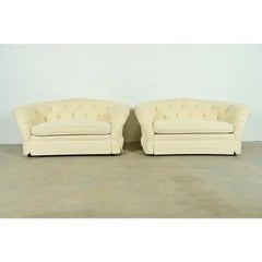 Baker Furniture Mid-Century Hollywood Regency Tufted Sofas or Loveseats, Pair