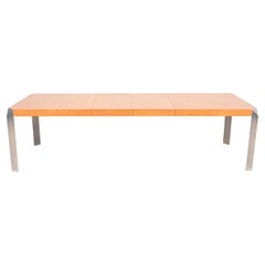 Vintage Baker Furniture Mid-Century Modern Birdseye Maple and Chrome Dining Table