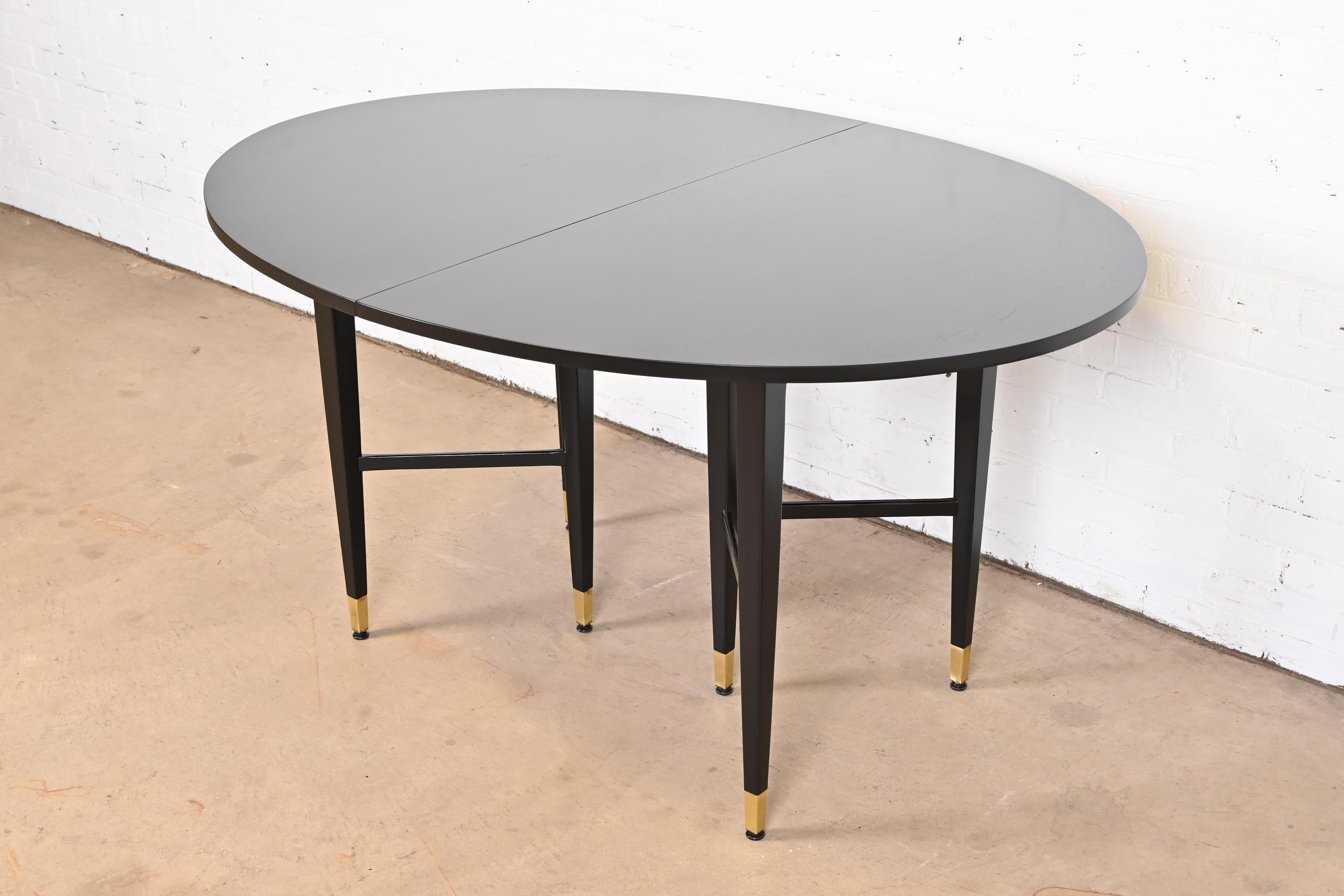 Baker Furniture Mid-Century Modern Black Lacquered Dining Table, Refinished 4