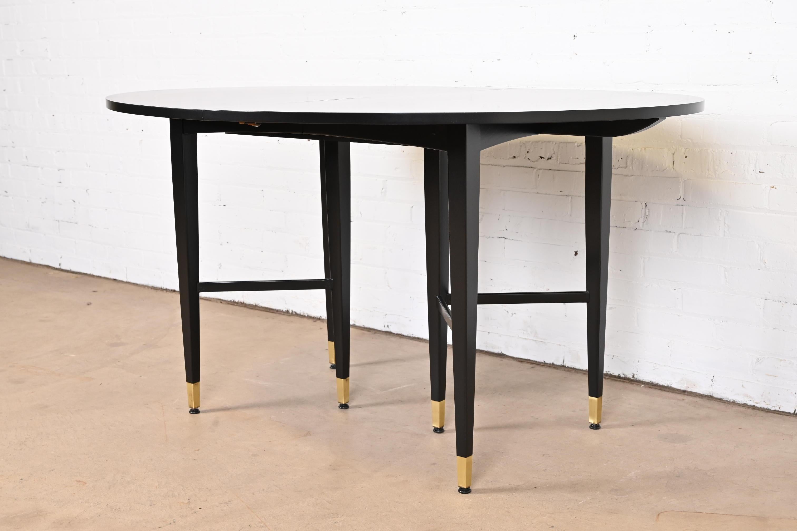 Baker Furniture Mid-Century Modern Black Lacquered Dining Table, Refinished 5