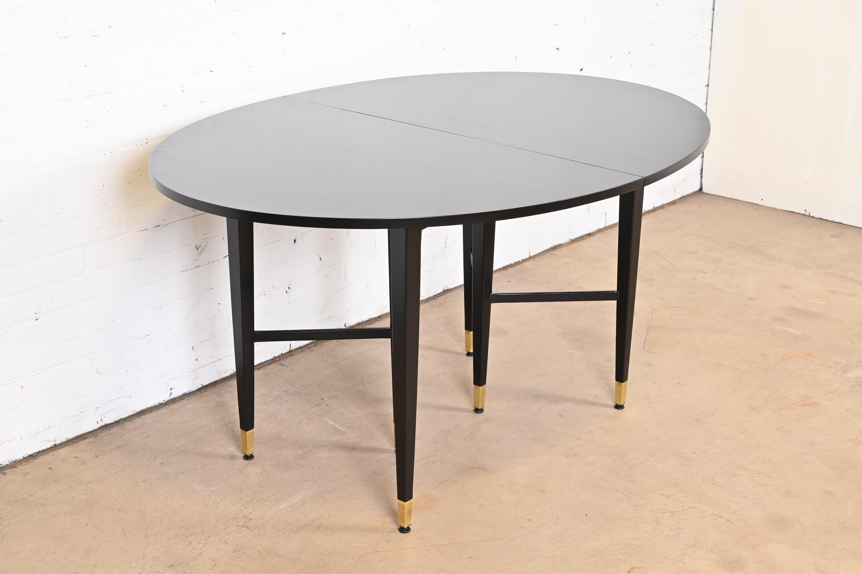 Baker Furniture Mid-Century Modern Black Lacquered Dining Table, Refinished 6