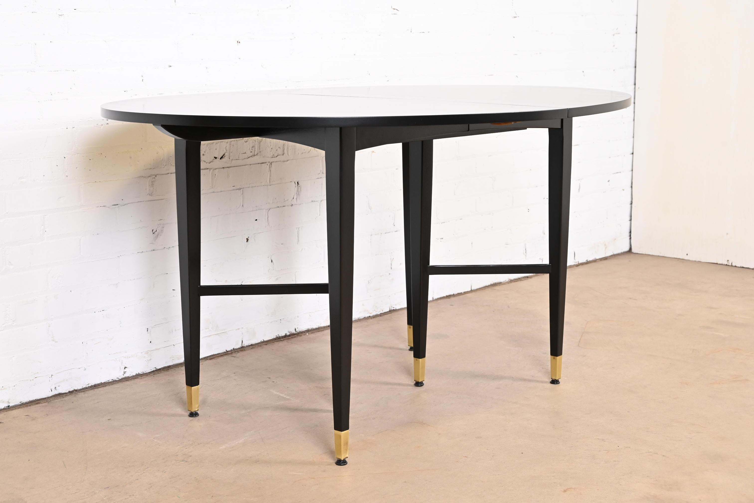Baker Furniture Mid-Century Modern Black Lacquered Dining Table, Refinished 7