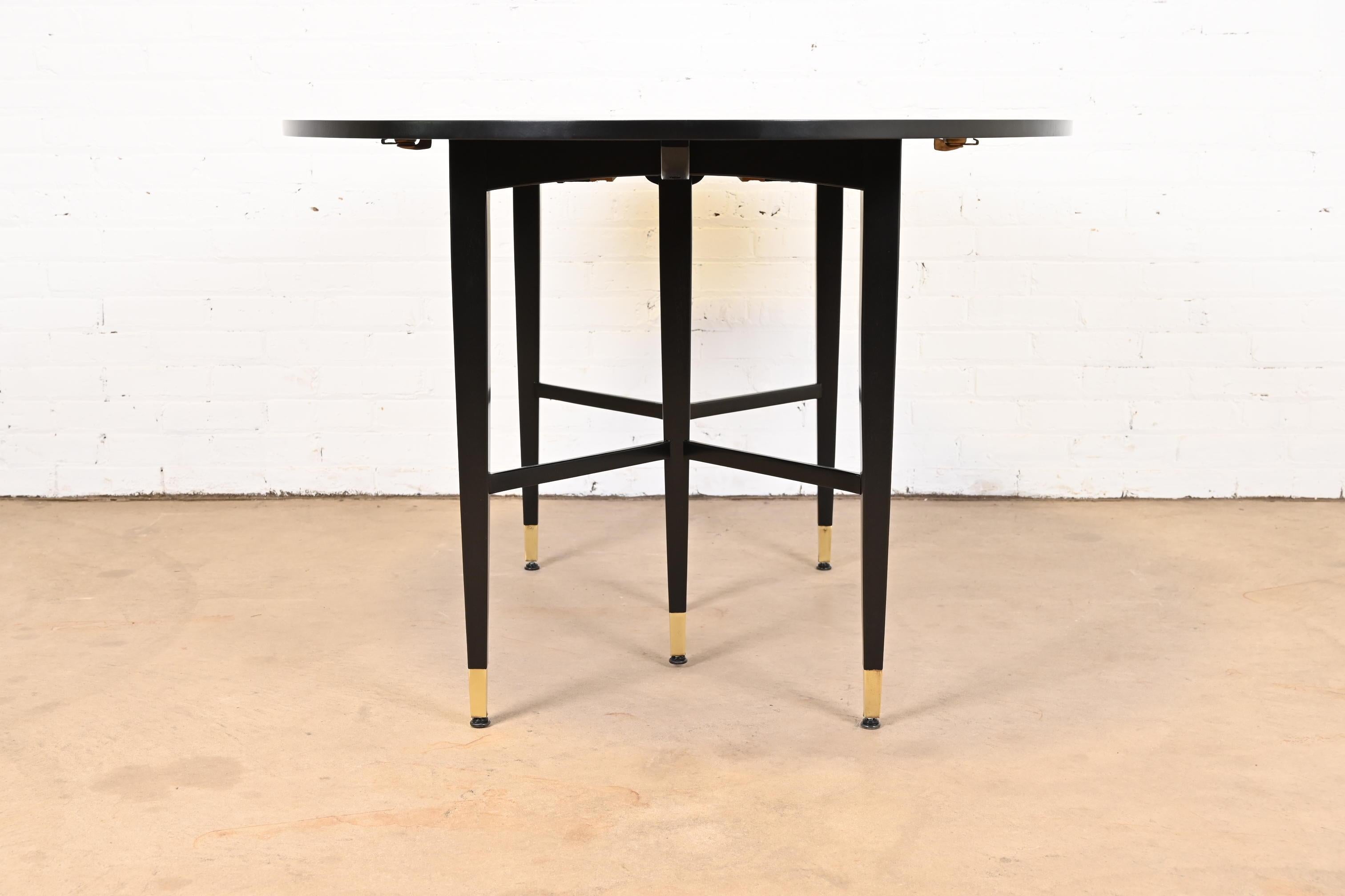 Baker Furniture Mid-Century Modern Black Lacquered Dining Table, Refinished 8