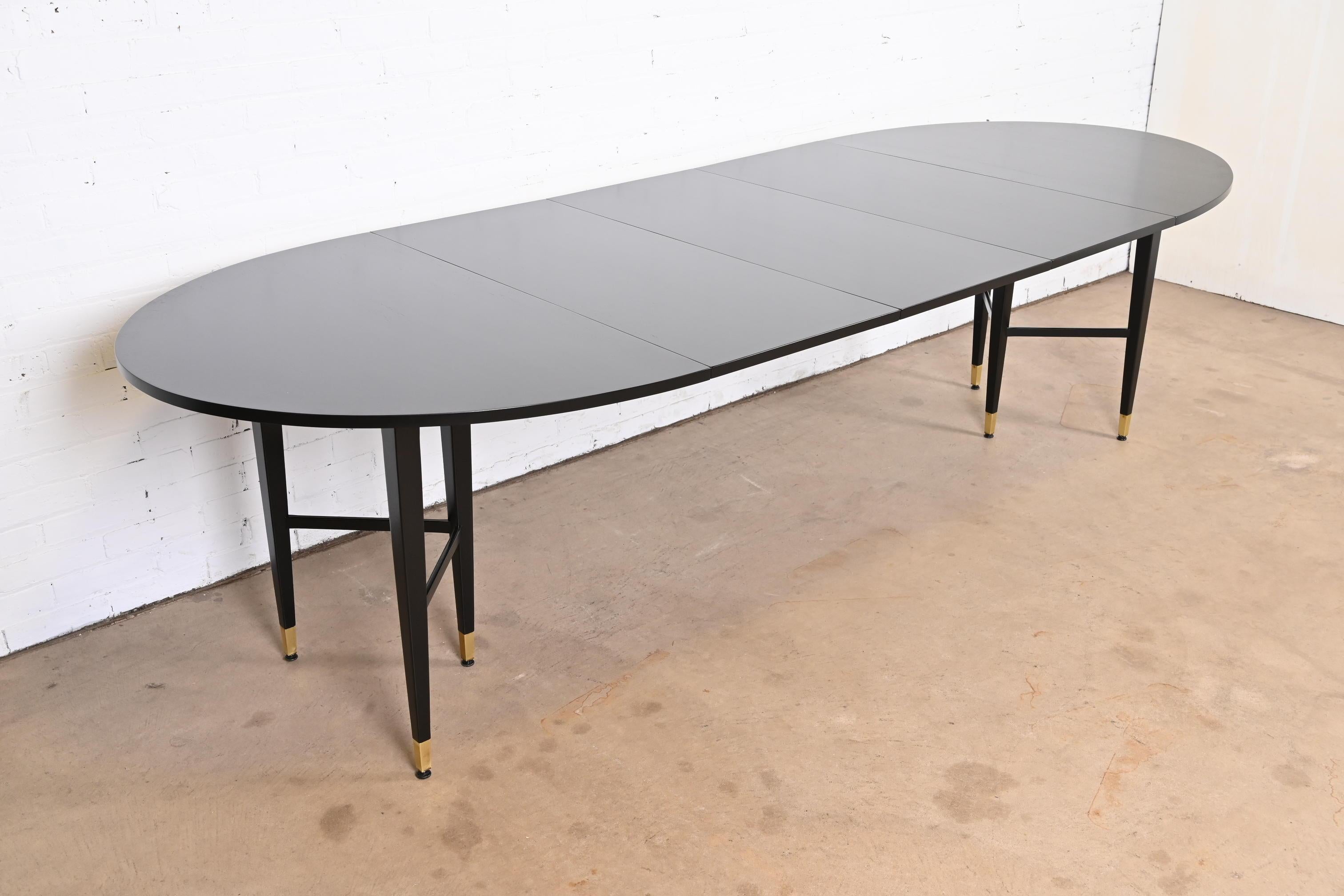 Mid-20th Century Baker Furniture Mid-Century Modern Black Lacquered Dining Table, Refinished