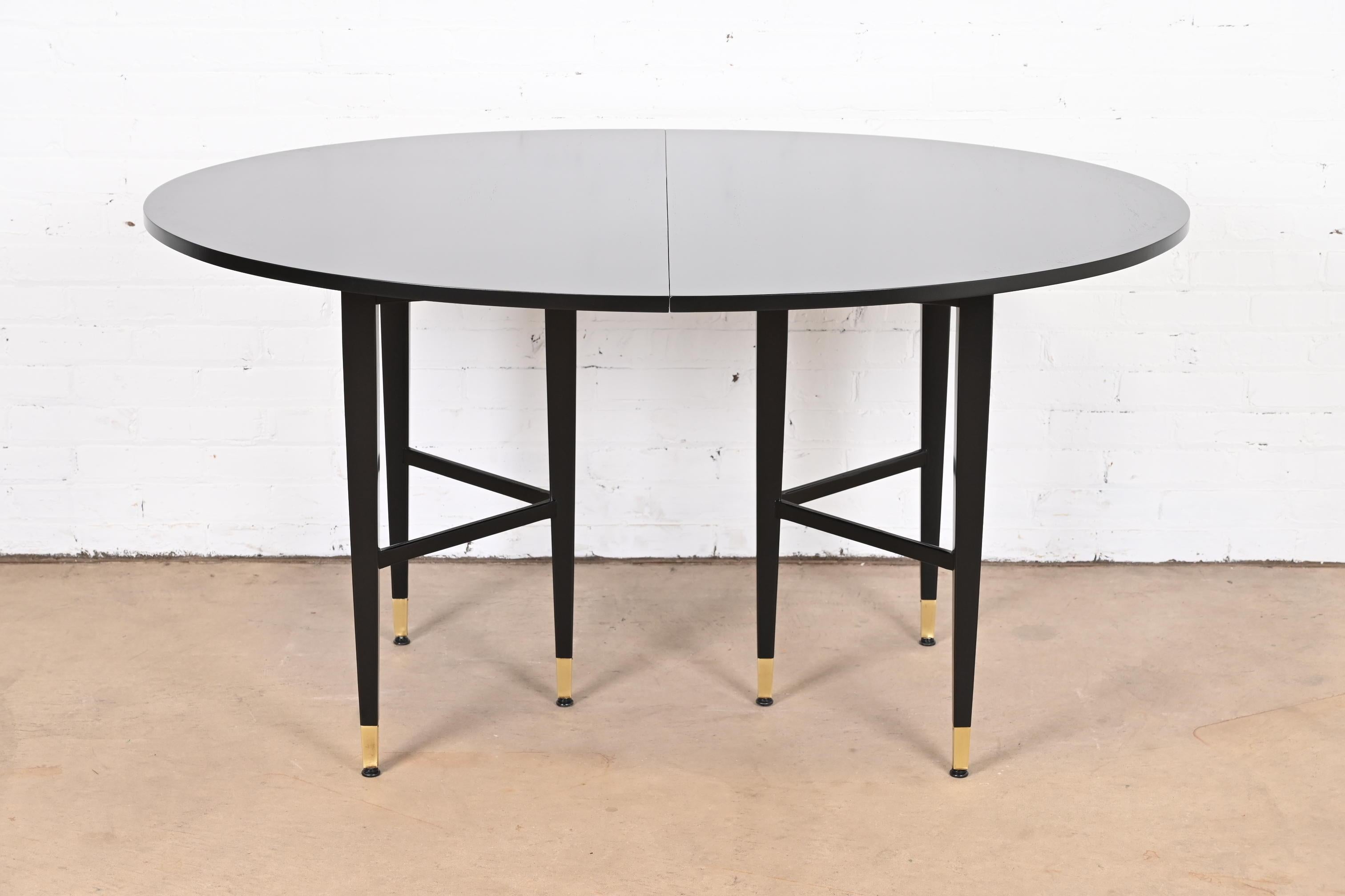 Baker Furniture Mid-Century Modern Black Lacquered Dining Table, Refinished 2