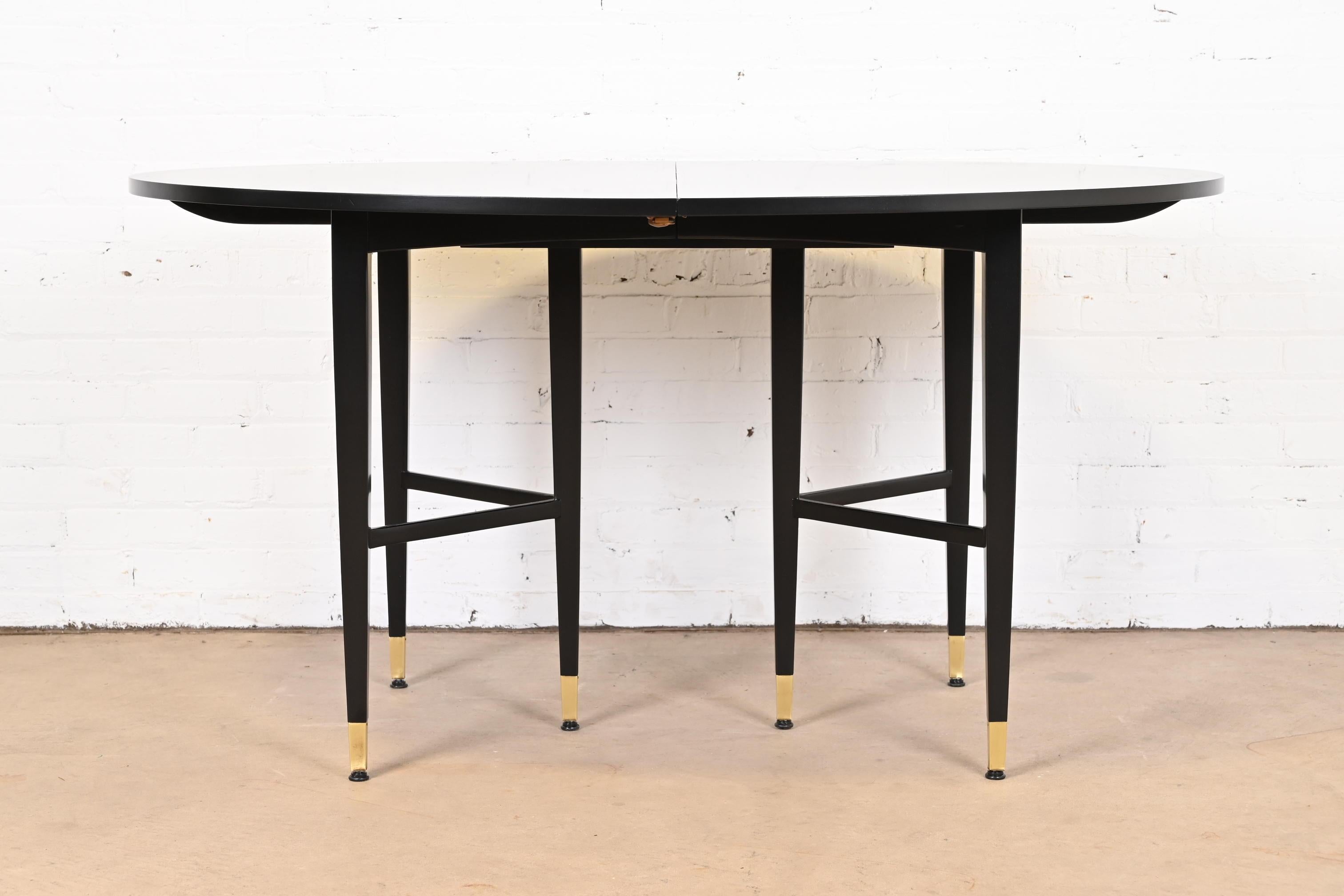 Baker Furniture Mid-Century Modern Black Lacquered Dining Table, Refinished 3