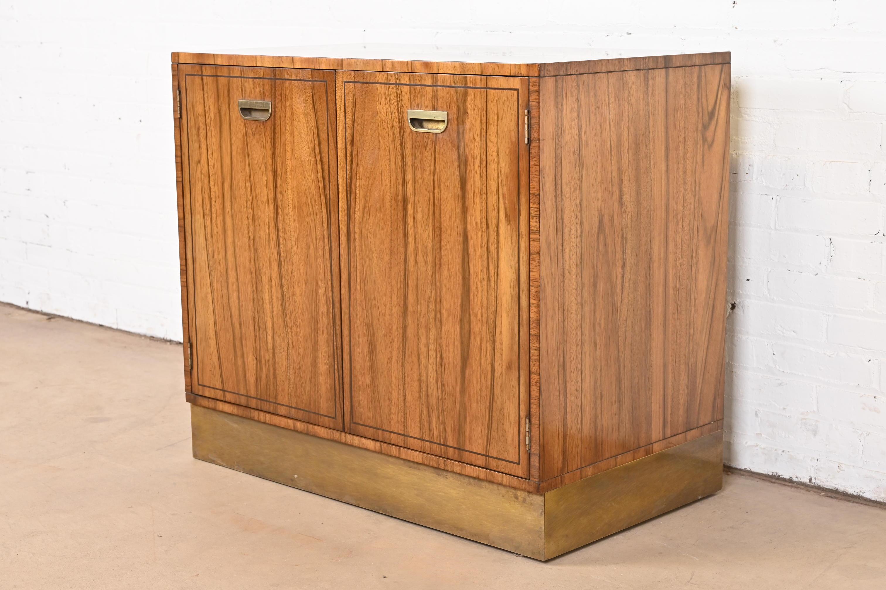 Baker Furniture Mid-Century Modern Campaign Rosewood Bar Cabinet, Circa 1960s In Good Condition For Sale In South Bend, IN