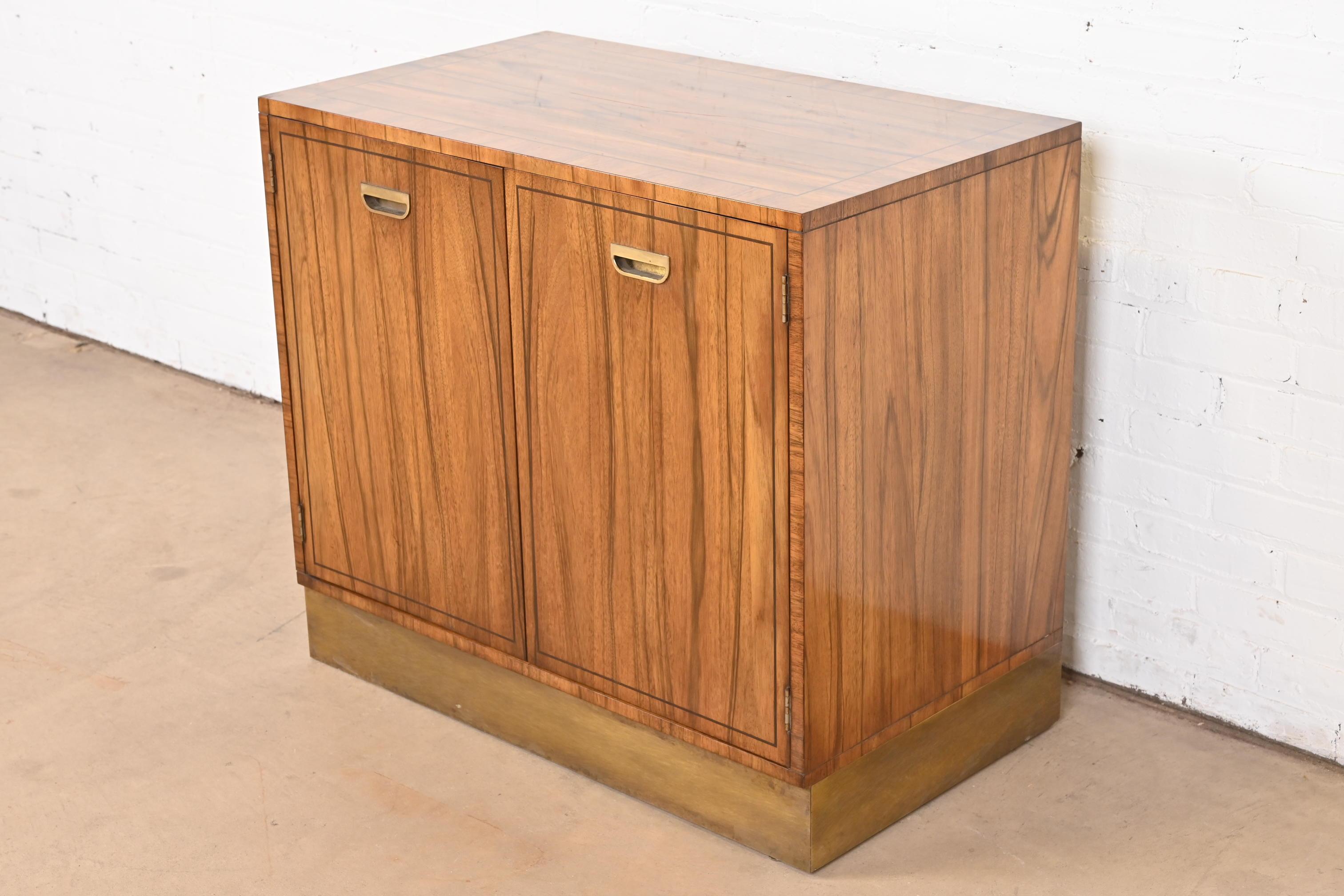 Mid-20th Century Baker Furniture Mid-Century Modern Campaign Rosewood Bar Cabinet, Circa 1960s For Sale