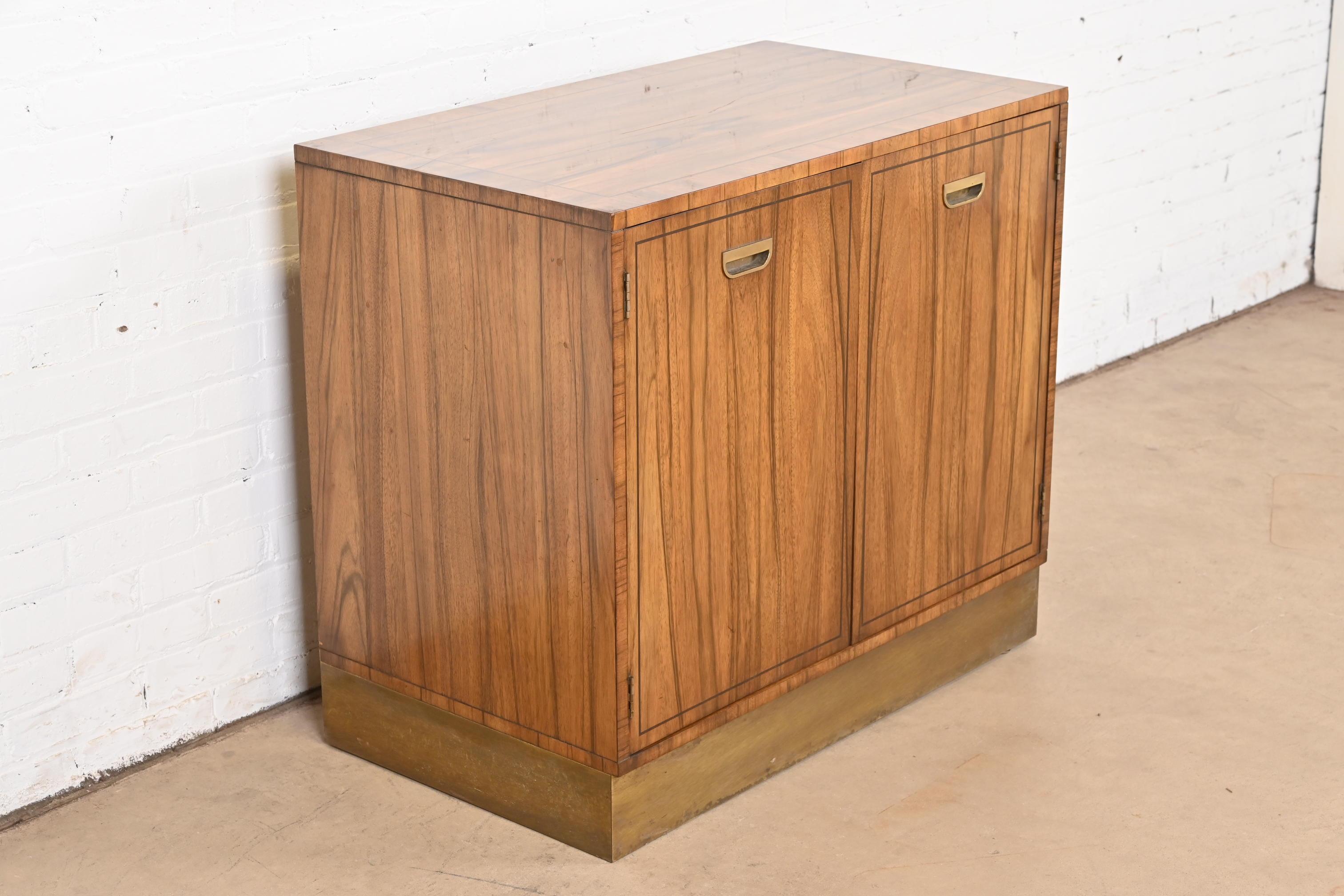 Baker Furniture Mid-Century Modern Campaign Rosewood Bar Cabinet, Circa 1960s For Sale 1