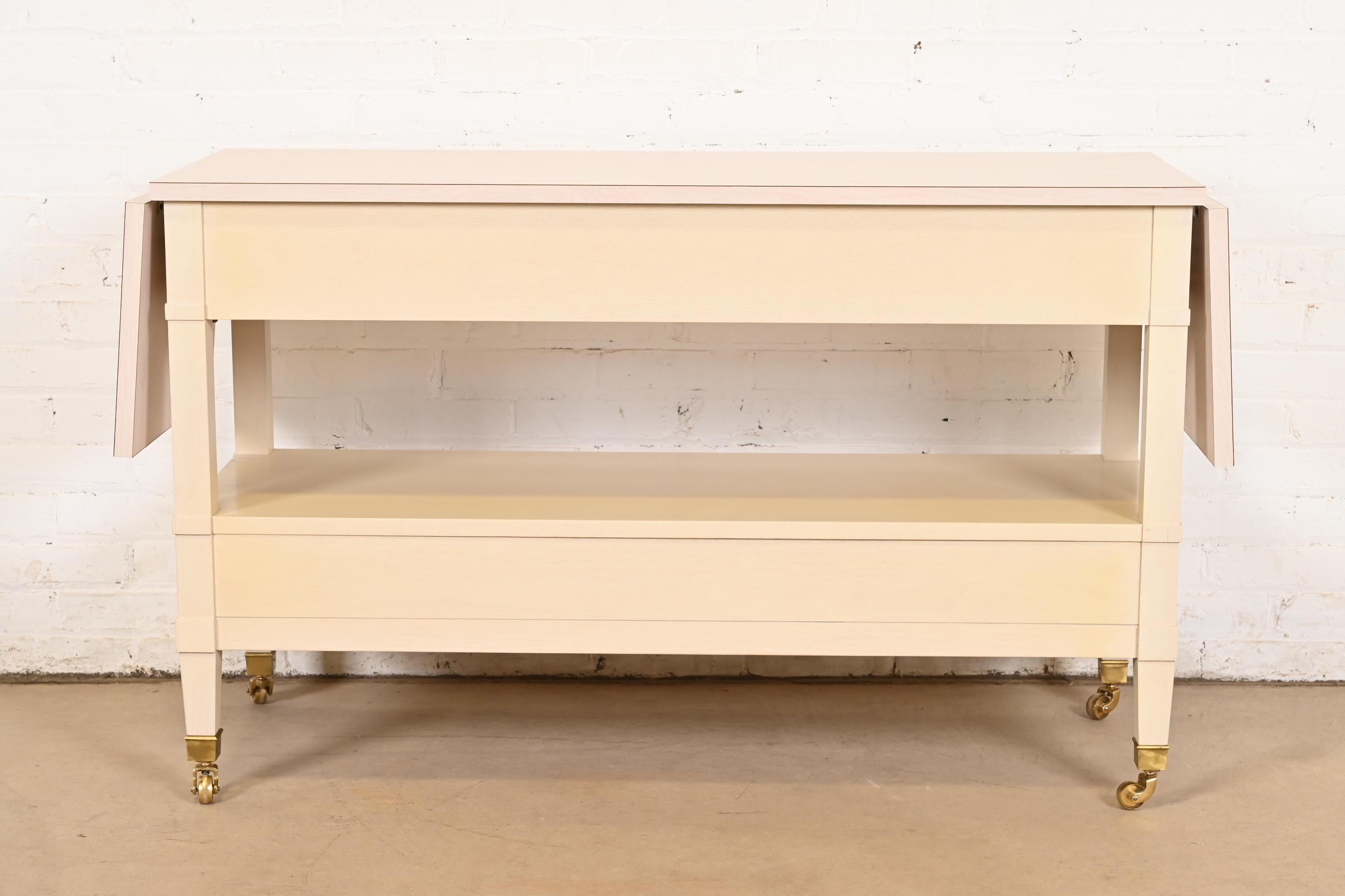 Baker Furniture - Server o carrello da bar laccato crema, stile metà del secolo scorso in vendita 5