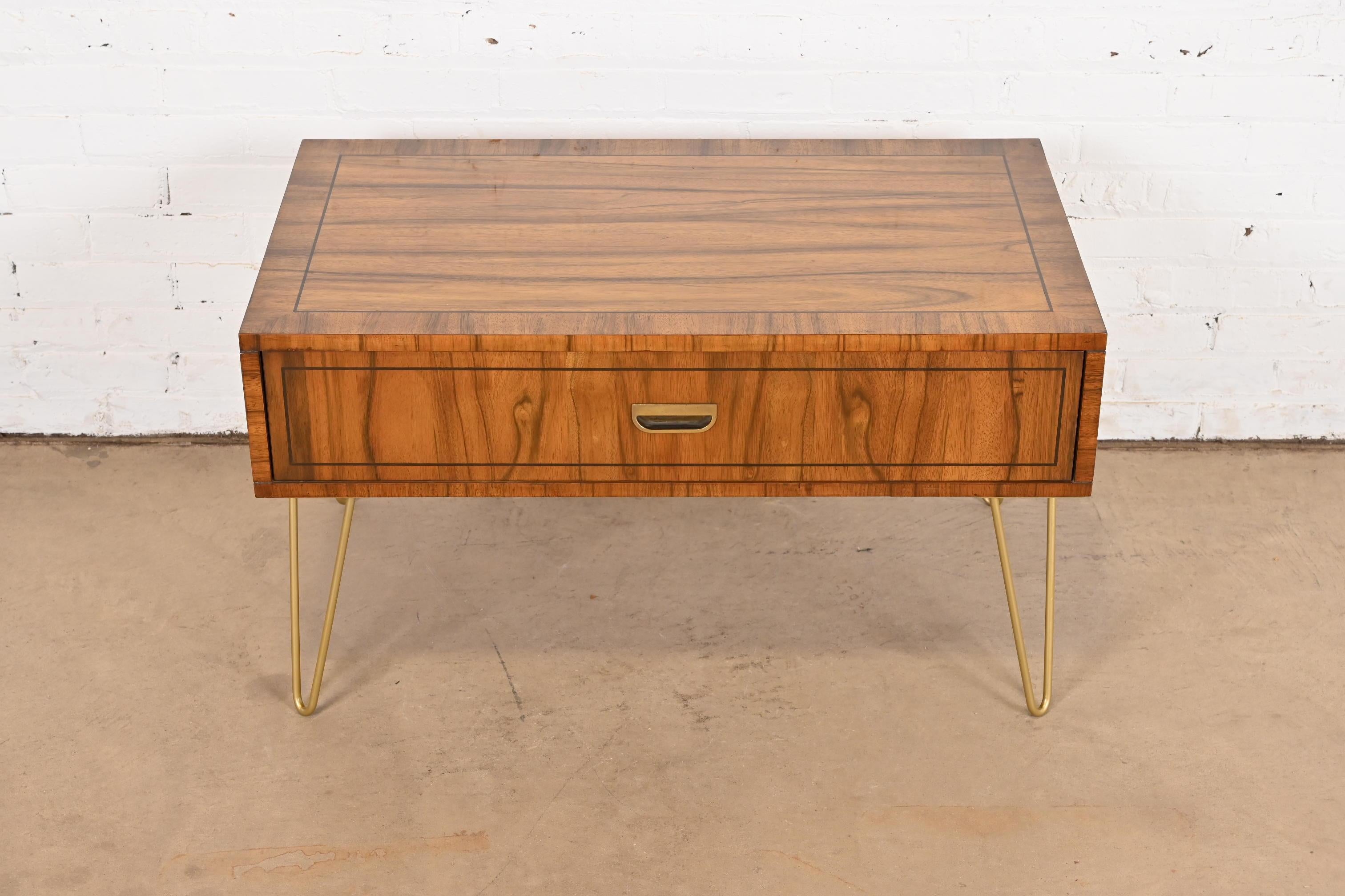 20th Century Baker Furniture Mid-Century Modern Rosewood Coffee Table on Hairpin Legs For Sale