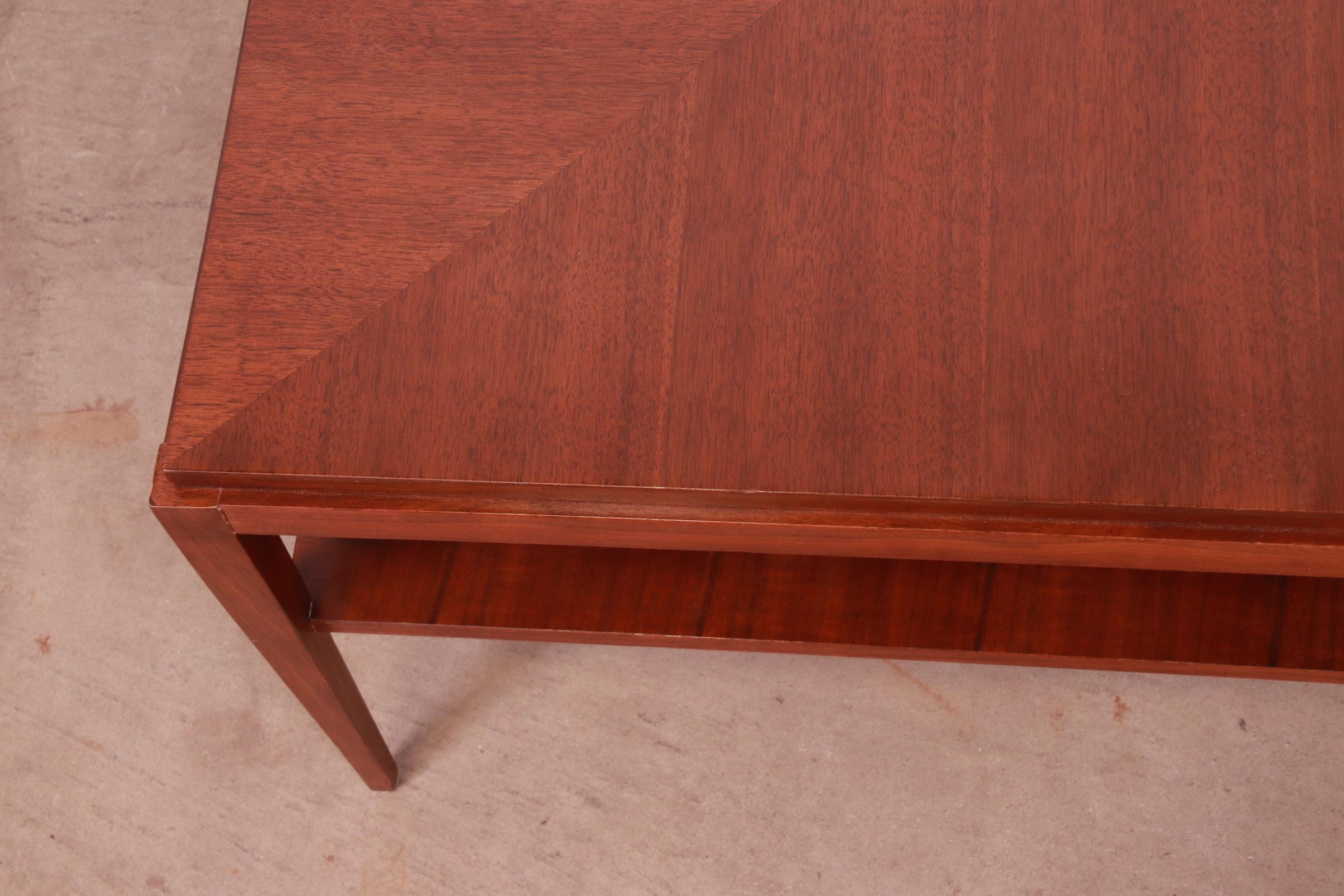 Baker Furniture Mid-Century Modern Style Walnut Two-Tier Coffee Table For Sale 4