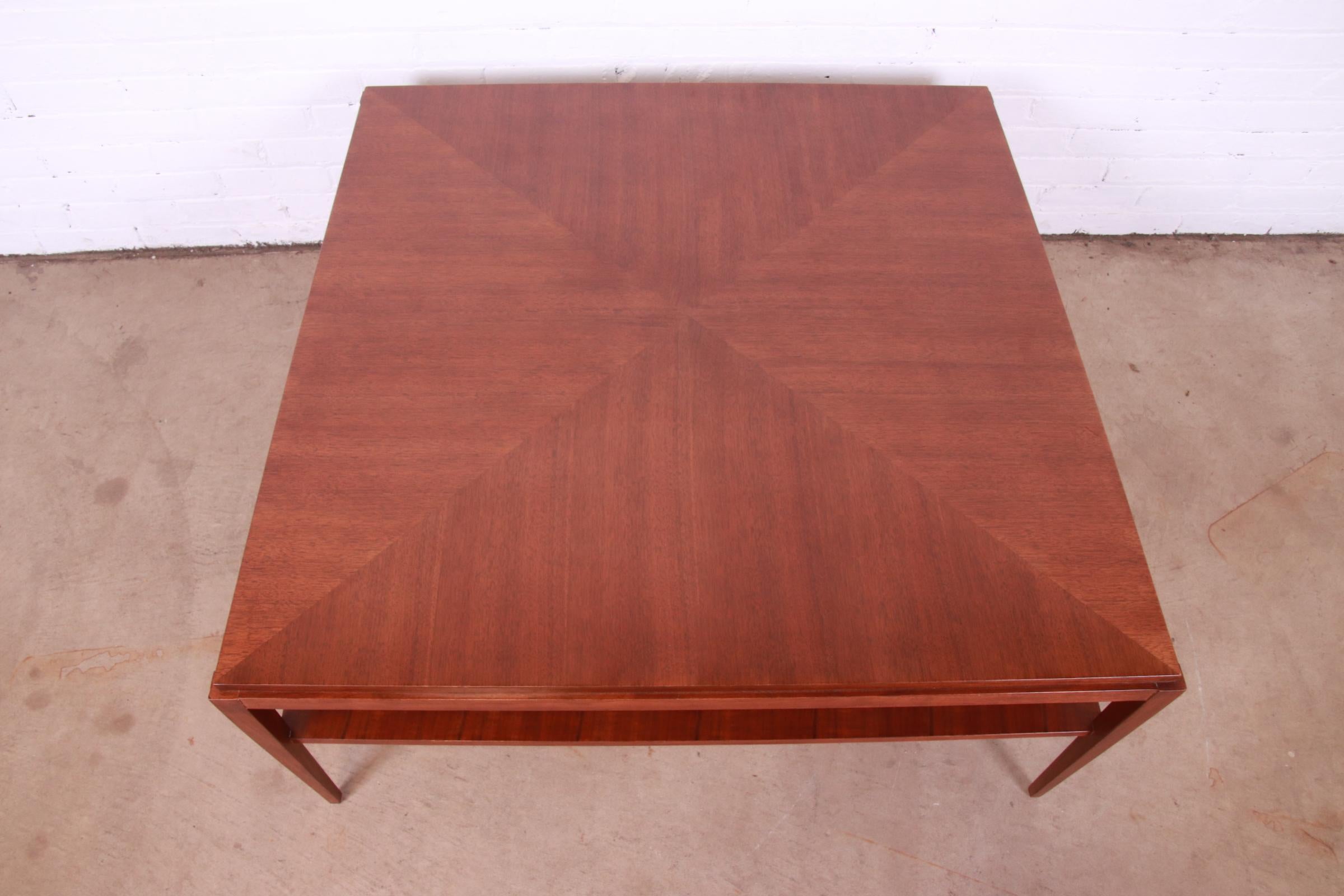 Baker Furniture Mid-Century Modern Style Walnut Two-Tier Coffee Table For Sale 3