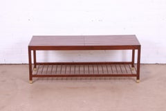 Baker Furniture Mid-Century Modern Teak Slat Expanding Coffee Table, Refinished