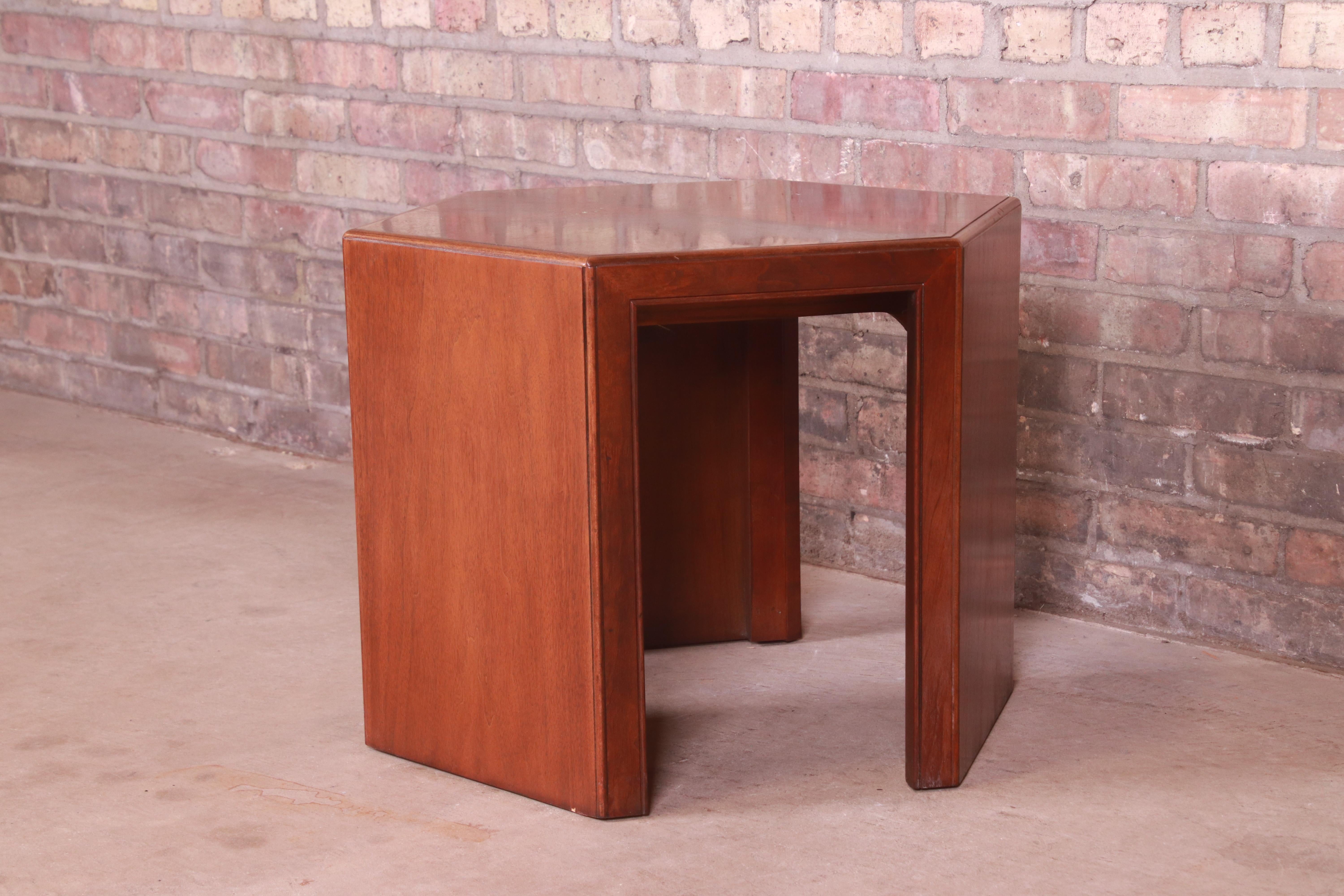 20th Century Baker Furniture Mid-Century Modern Walnut Hexagonal Side Table