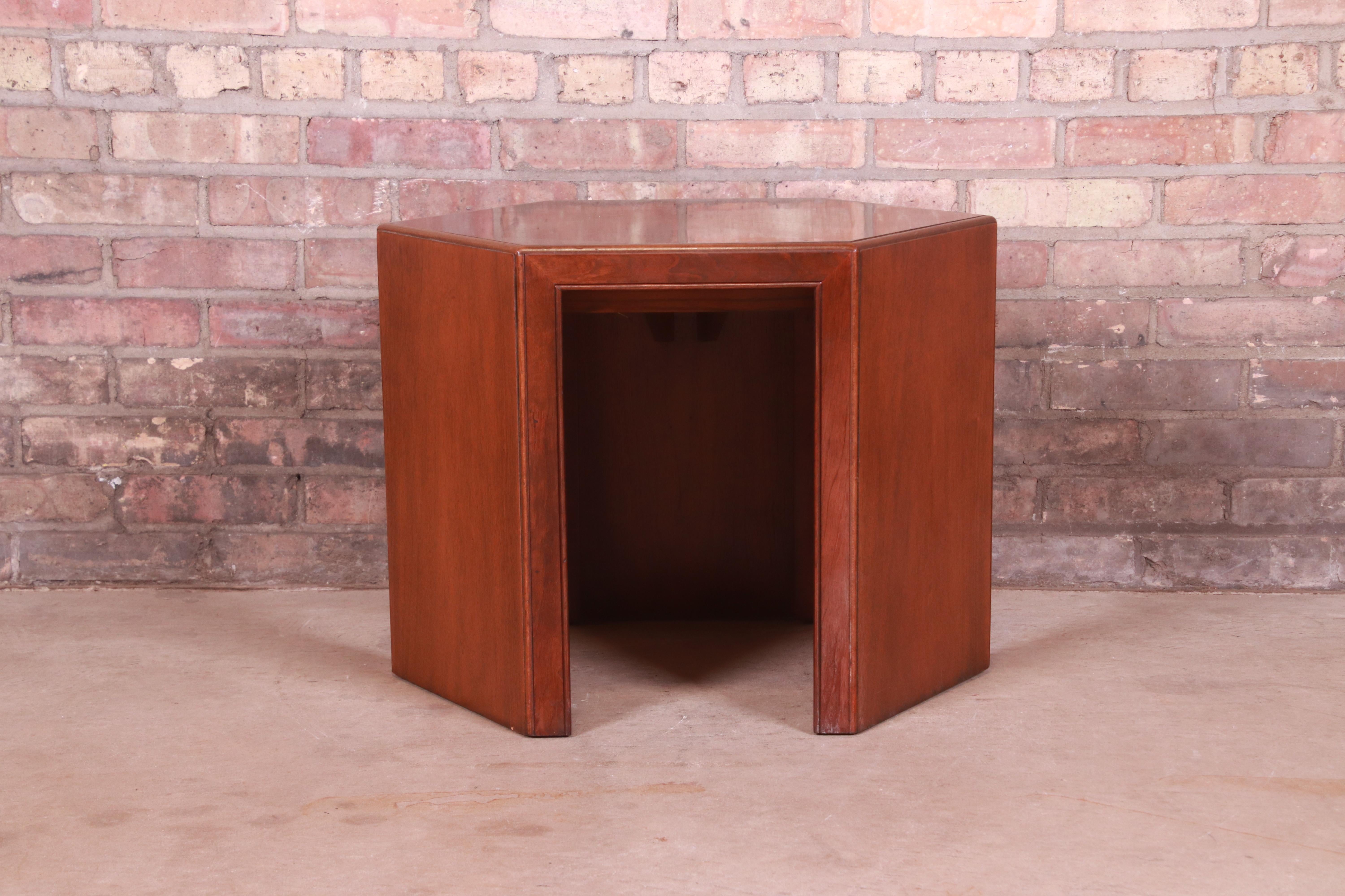Baker Furniture Mid-Century Modern Walnut Hexagonal Side Table 4