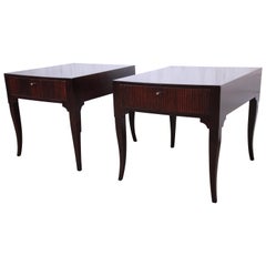 Baker Furniture Midcentury Regency Dark Mahogany Nightstands, Newly Restored Baker Furniture Midcentury Regency Dark Mahogany Nightstands, Newly Restored