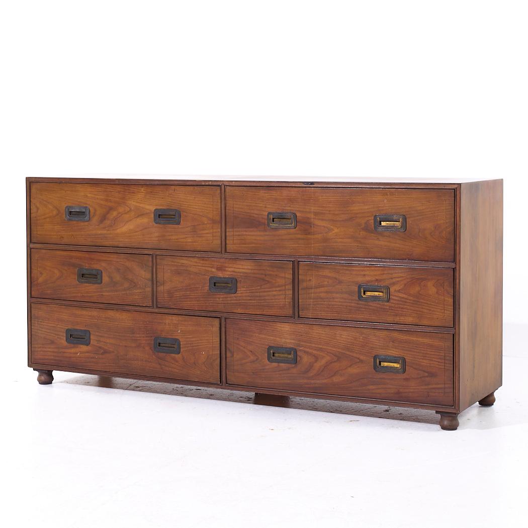 Mid-Century Modern Baker Furniture Mid Century Walnut Campaign Lowboy Dresser