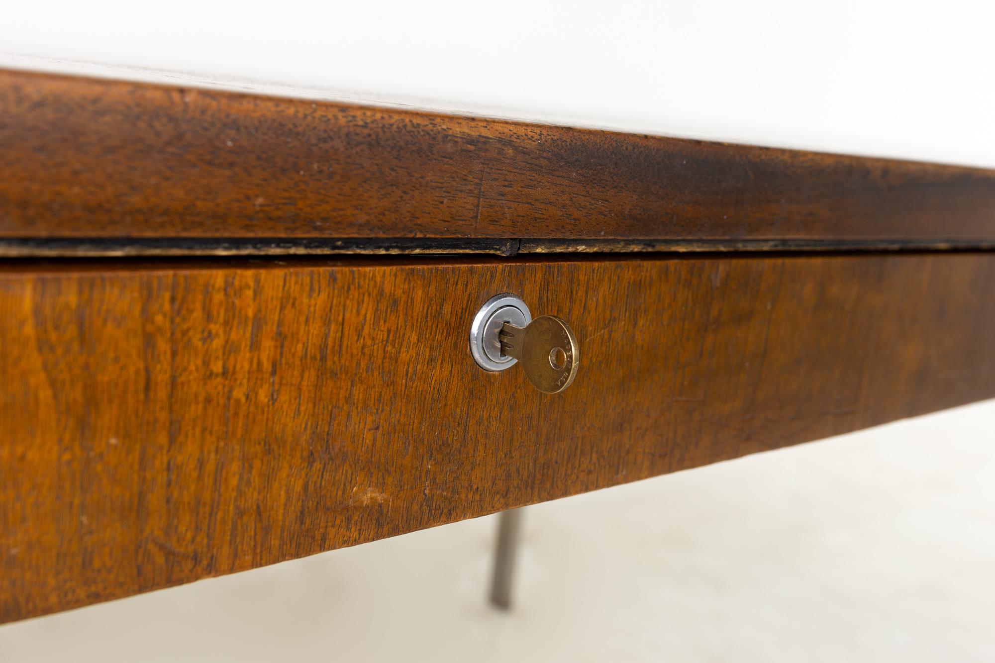 Baker Furniture Mid Century Walnut Executive Desk with Chrome Legs 5