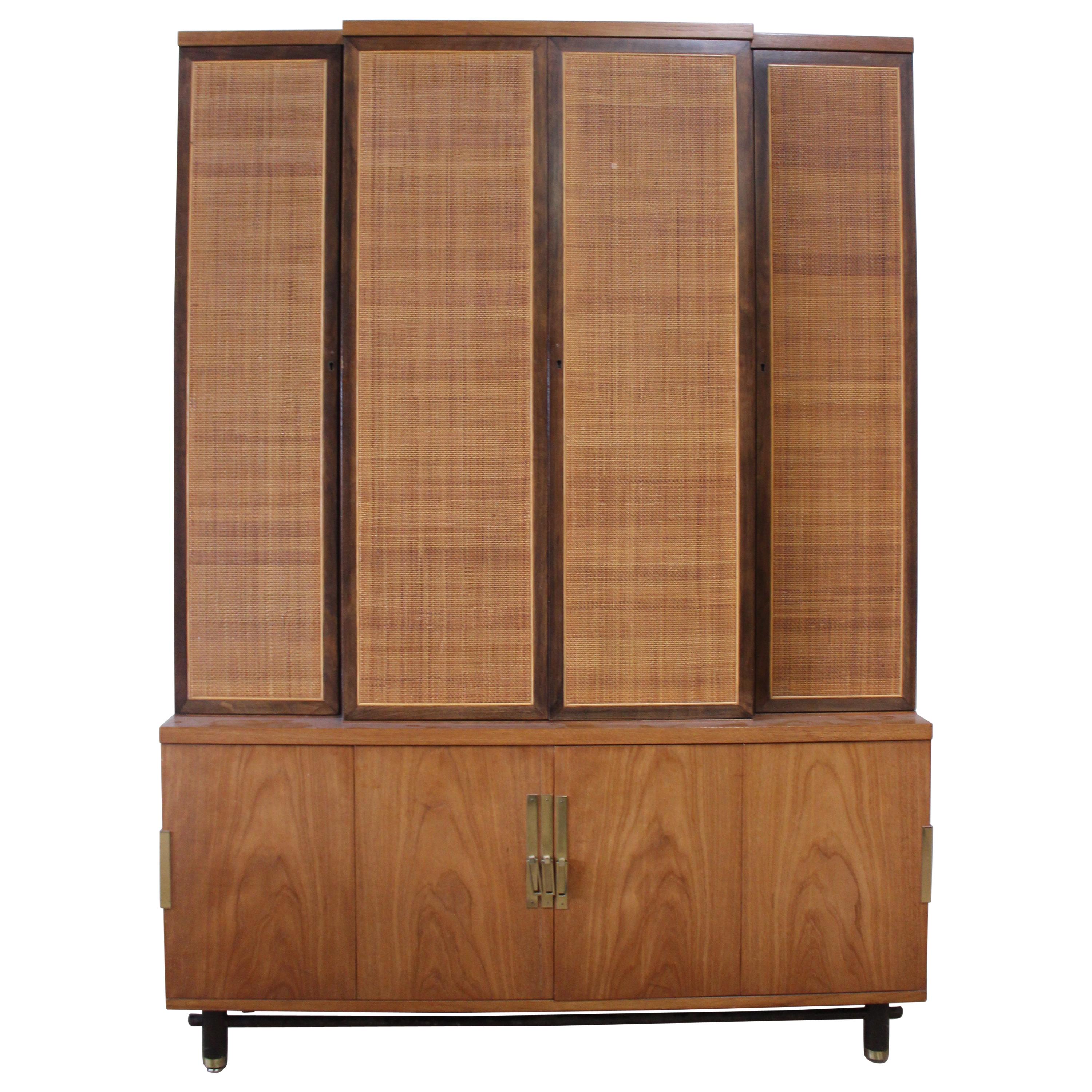 Baker Furniture Michael Taylor Woven-Front Wall Unit