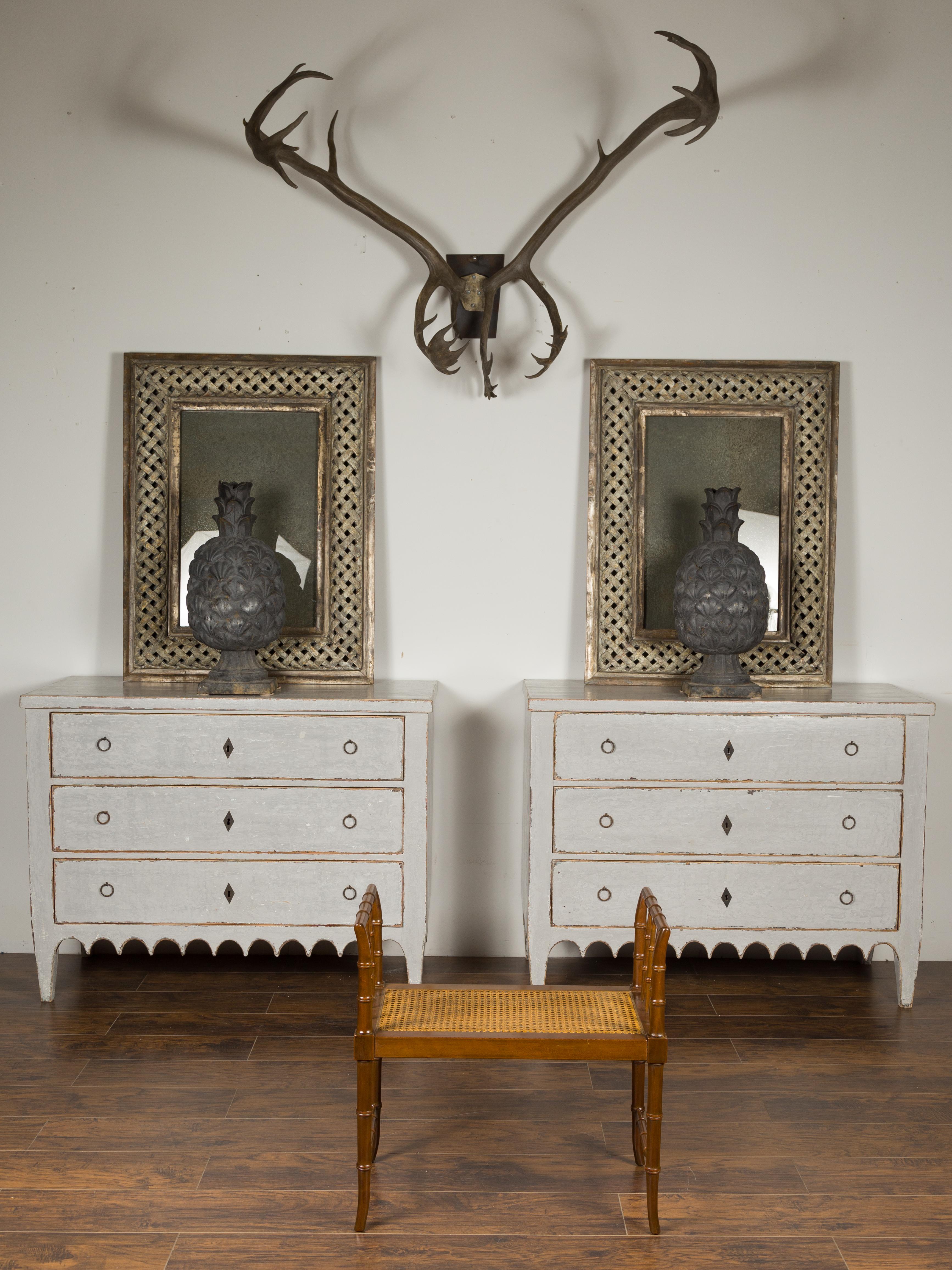 antique cane bench