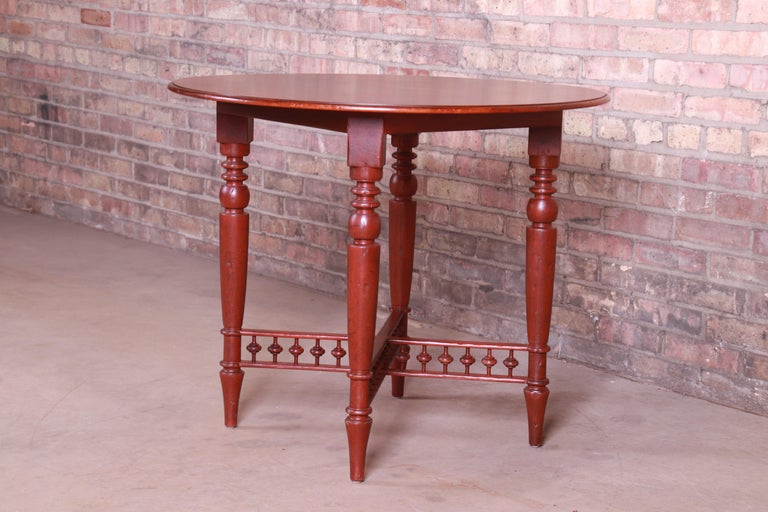 20th Century Baker Furniture Milling Road American Colonial Carved Mahogany Tea Table For Sale