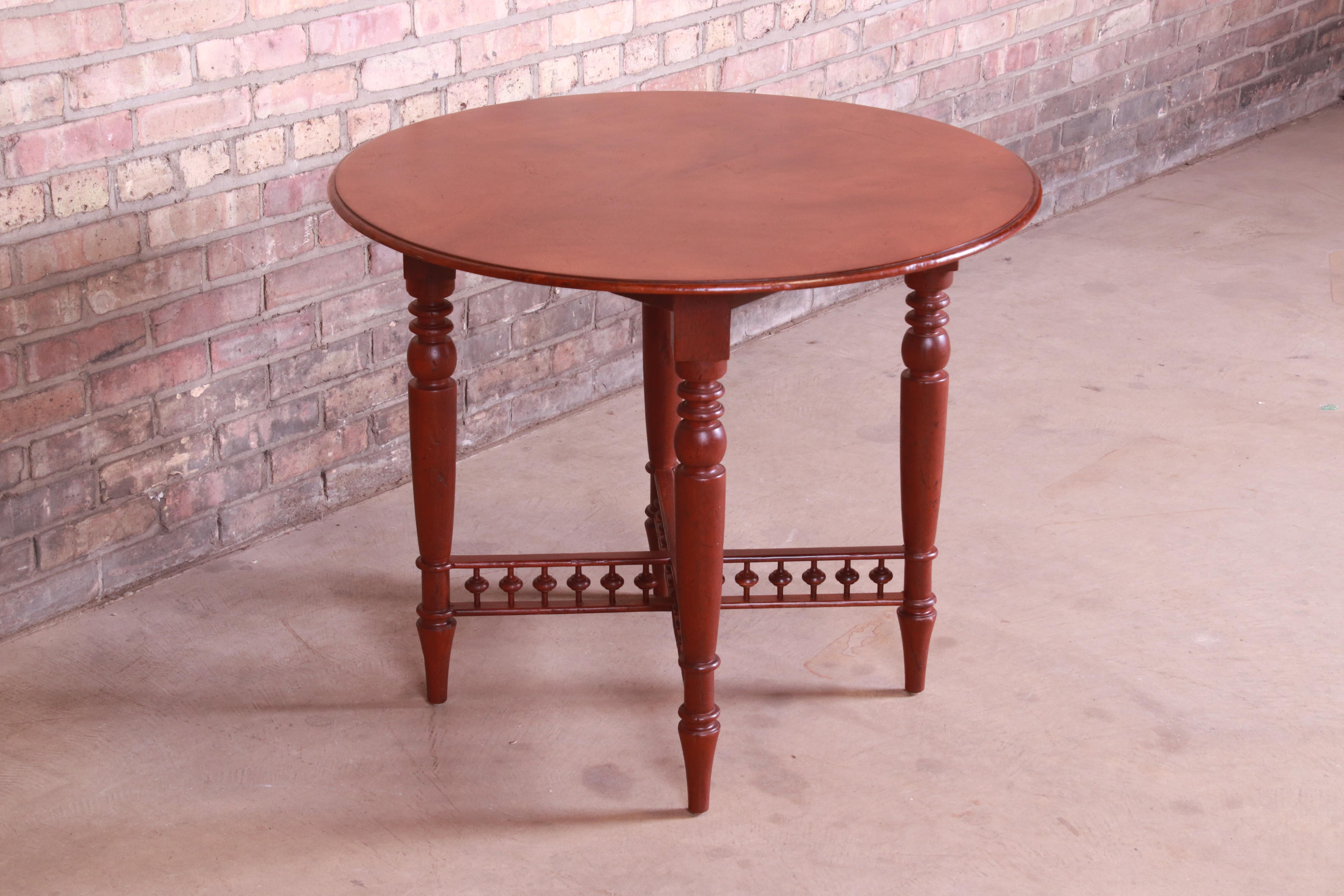 Baker Furniture Milling Road American Colonial Carved Mahogany Tea Table In Good Condition For Sale In South Bend, IN