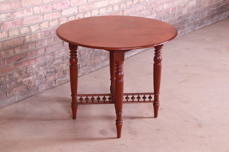 Baker Furniture Milling Road American Colonial Carved Mahogany Tea Table For Sale 1