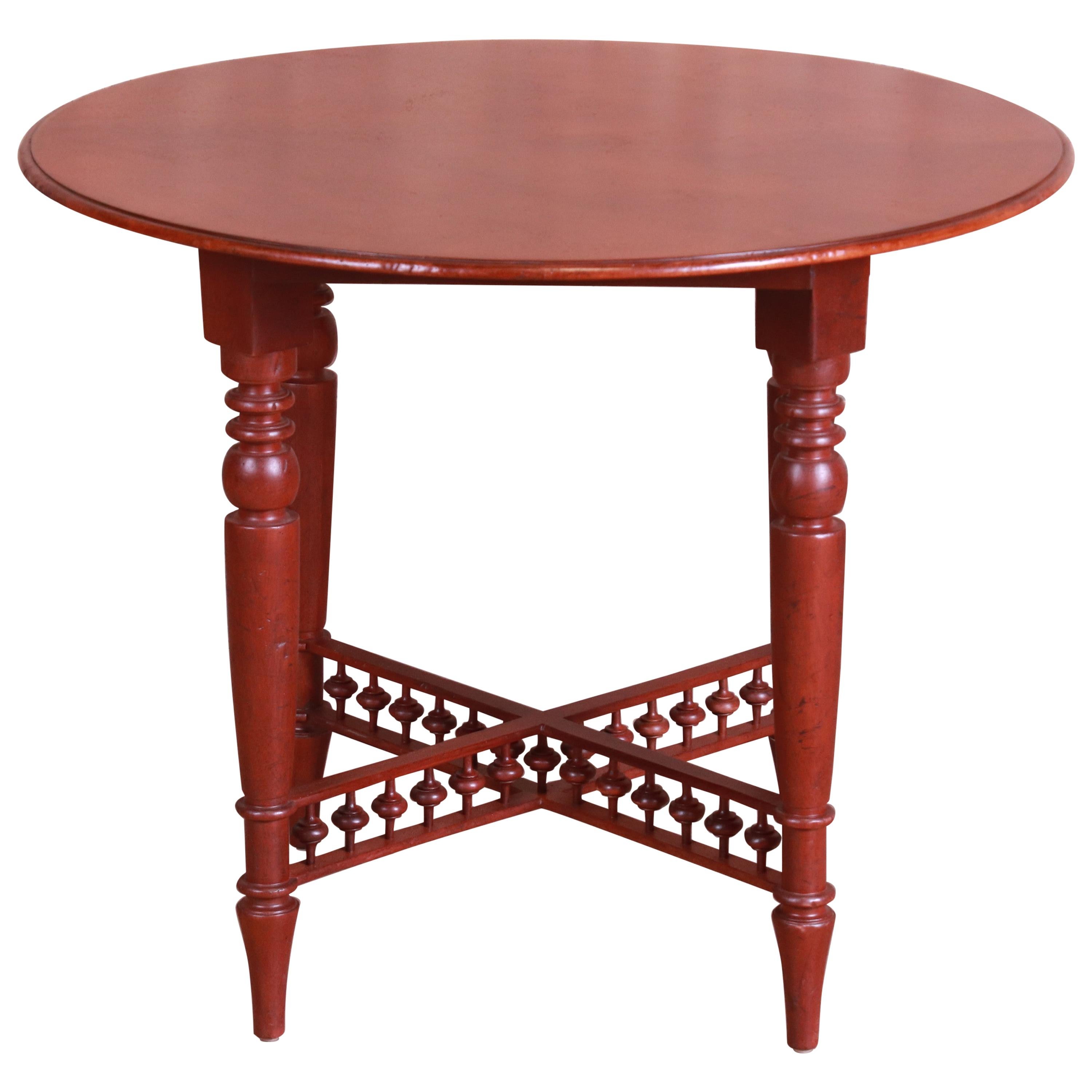 Baker Furniture Milling Road American Colonial Carved Mahogany Tea Table For Sale