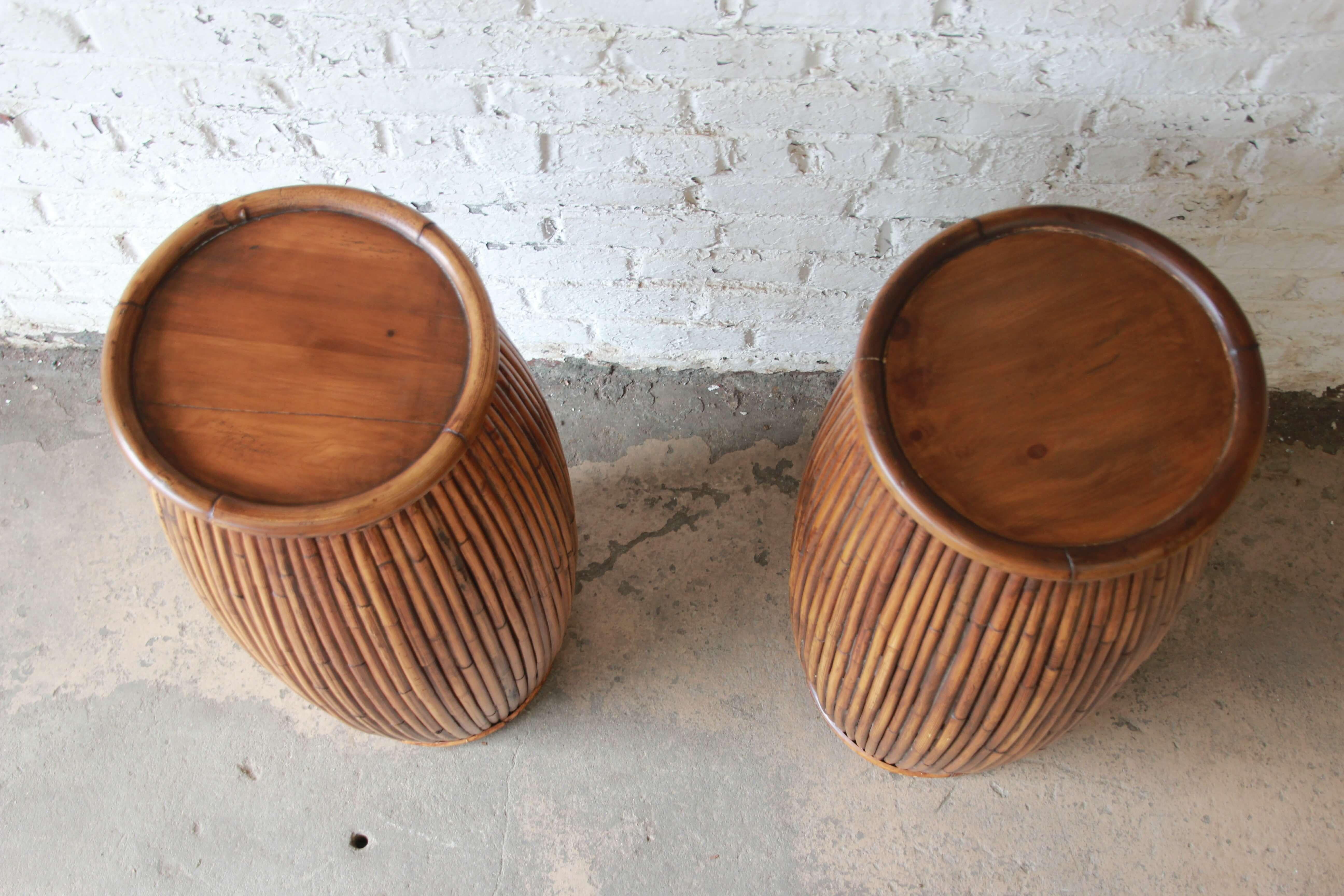 Baker Furniture Milling Road Bamboo Plant Stands, Pair In Good Condition In South Bend, IN