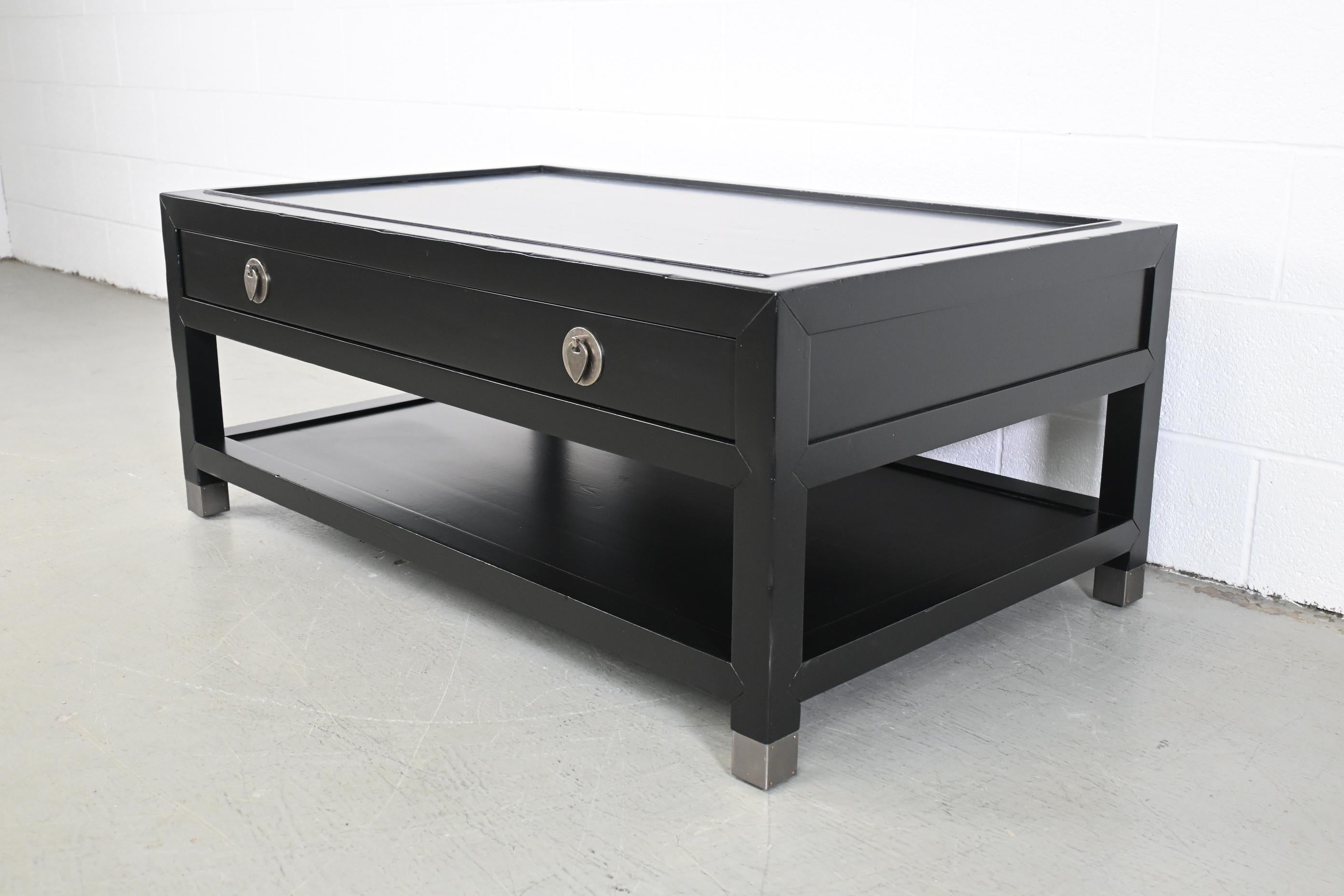 American Baker Furniture Milling Road Black Lacquered Coffee Table