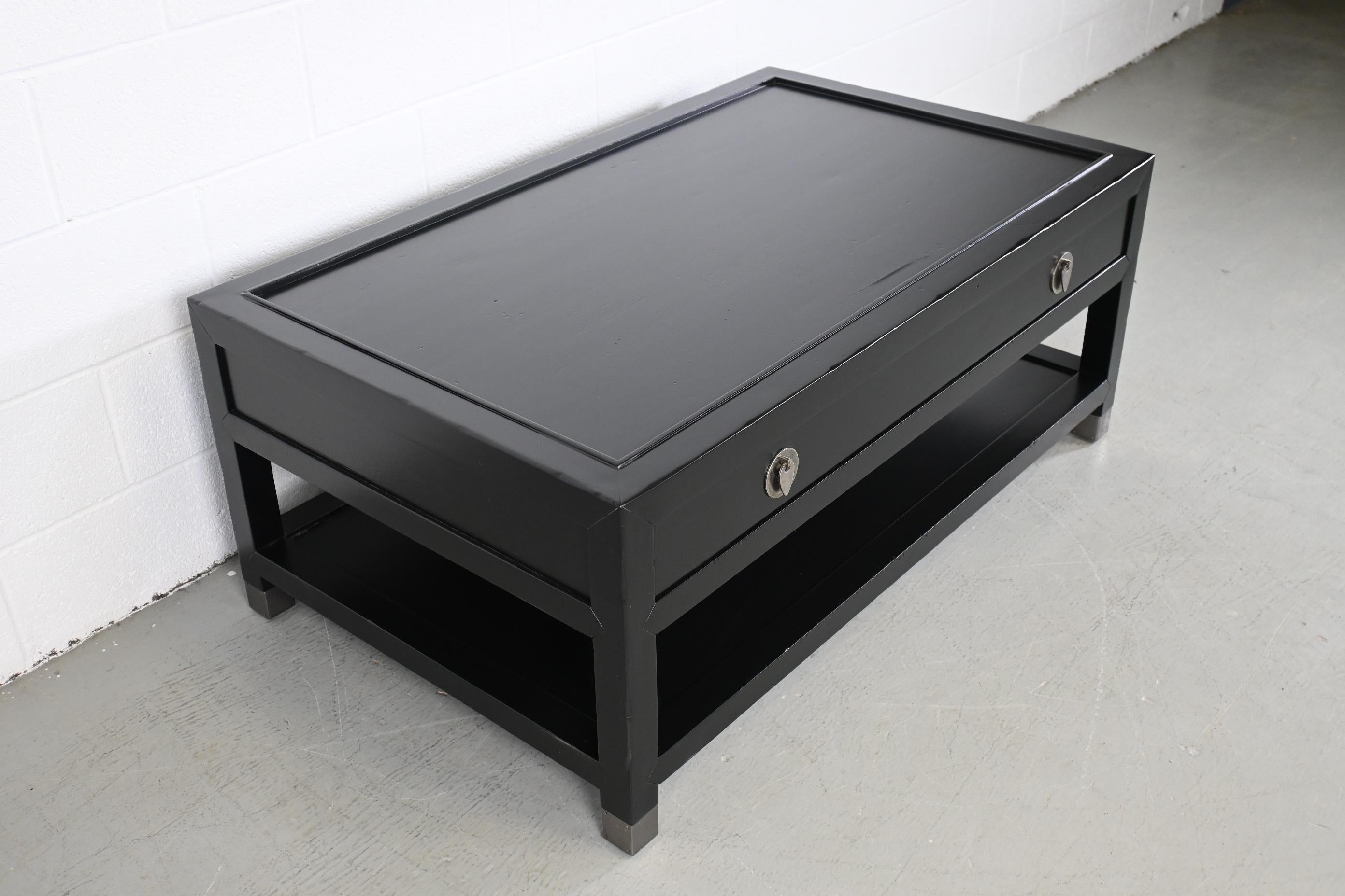 Late 20th Century Baker Furniture Milling Road Black Lacquered Coffee Table