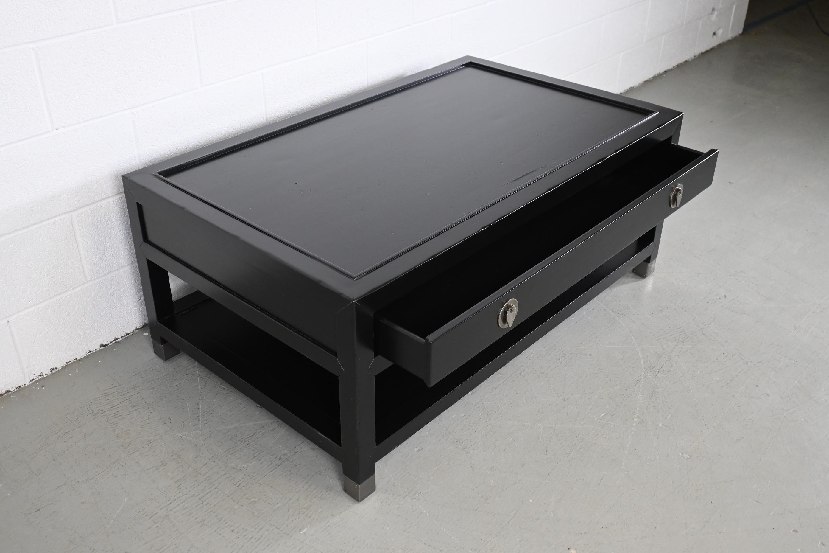 Baker Furniture Milling Road Black Lacquered Coffee Table 1