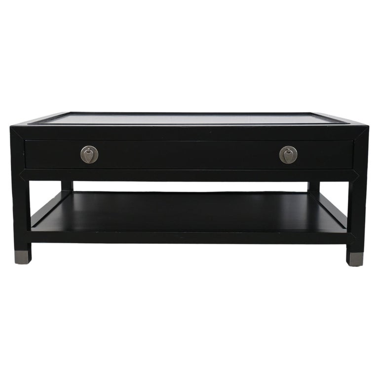 Baker Furniture Milling Road Black Lacquered Coffee Table For Sale at