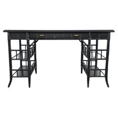Baker Furniture Milling Road Black Lacquered Faux Bamboo Desk