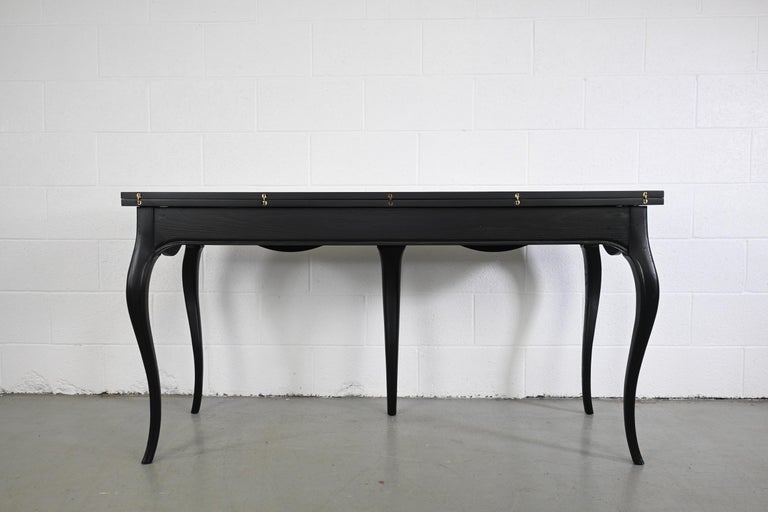 Baker Furniture Milling Road Black Lacquered French Console Table For Sale 4