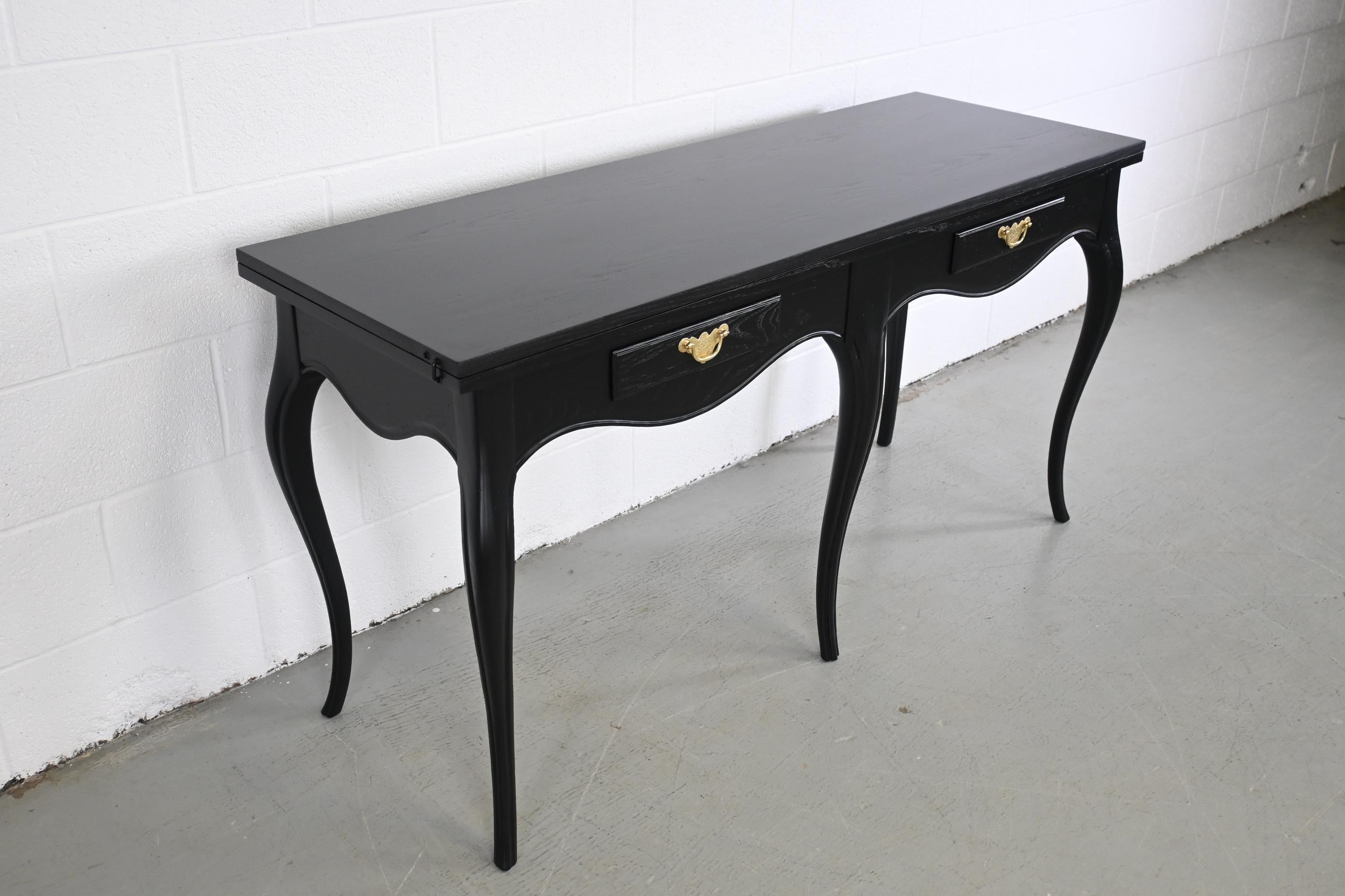American Baker Furniture Milling Road Black Lacquered French Console Table