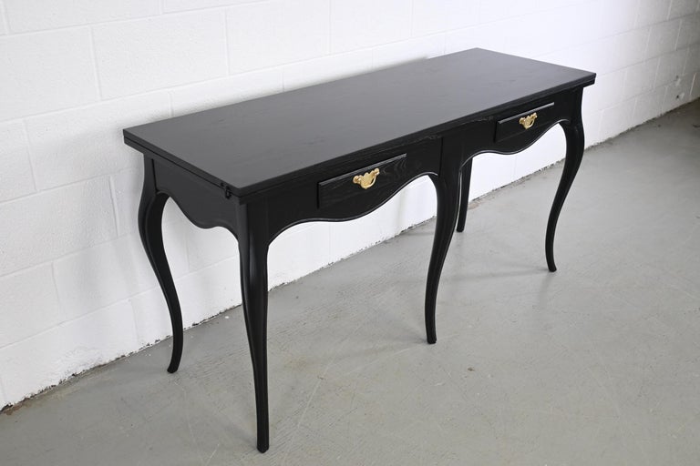 Baker Furniture Milling Road Black Lacquered French Console Table In Excellent Condition For Sale In Morgan, UT