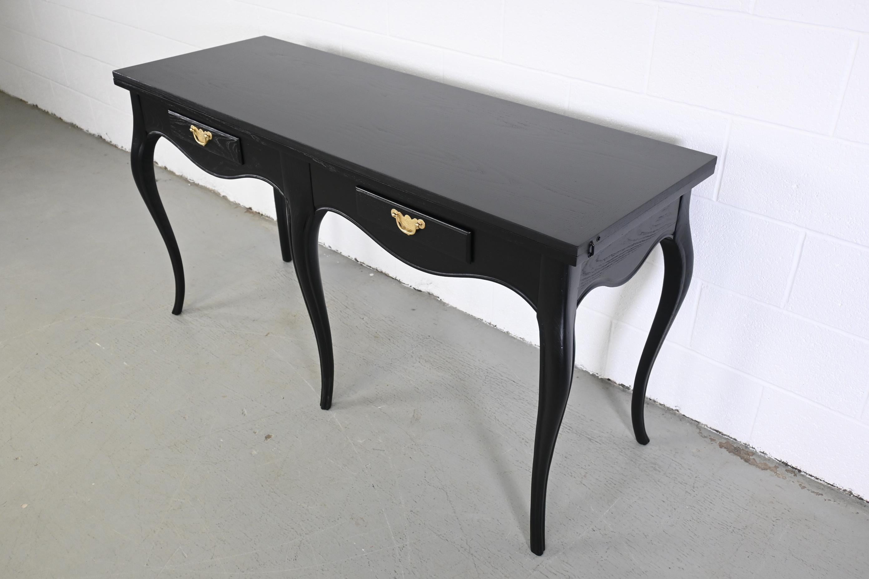 Baker Furniture Milling Road Black Lacquered French Console Table In Excellent Condition In Morgan, UT