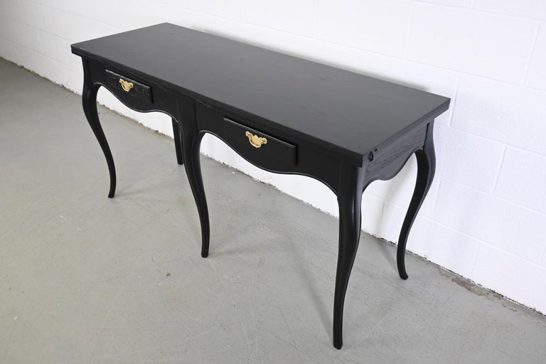 Late 20th Century Baker Furniture Milling Road Black Lacquered French Console Table For Sale