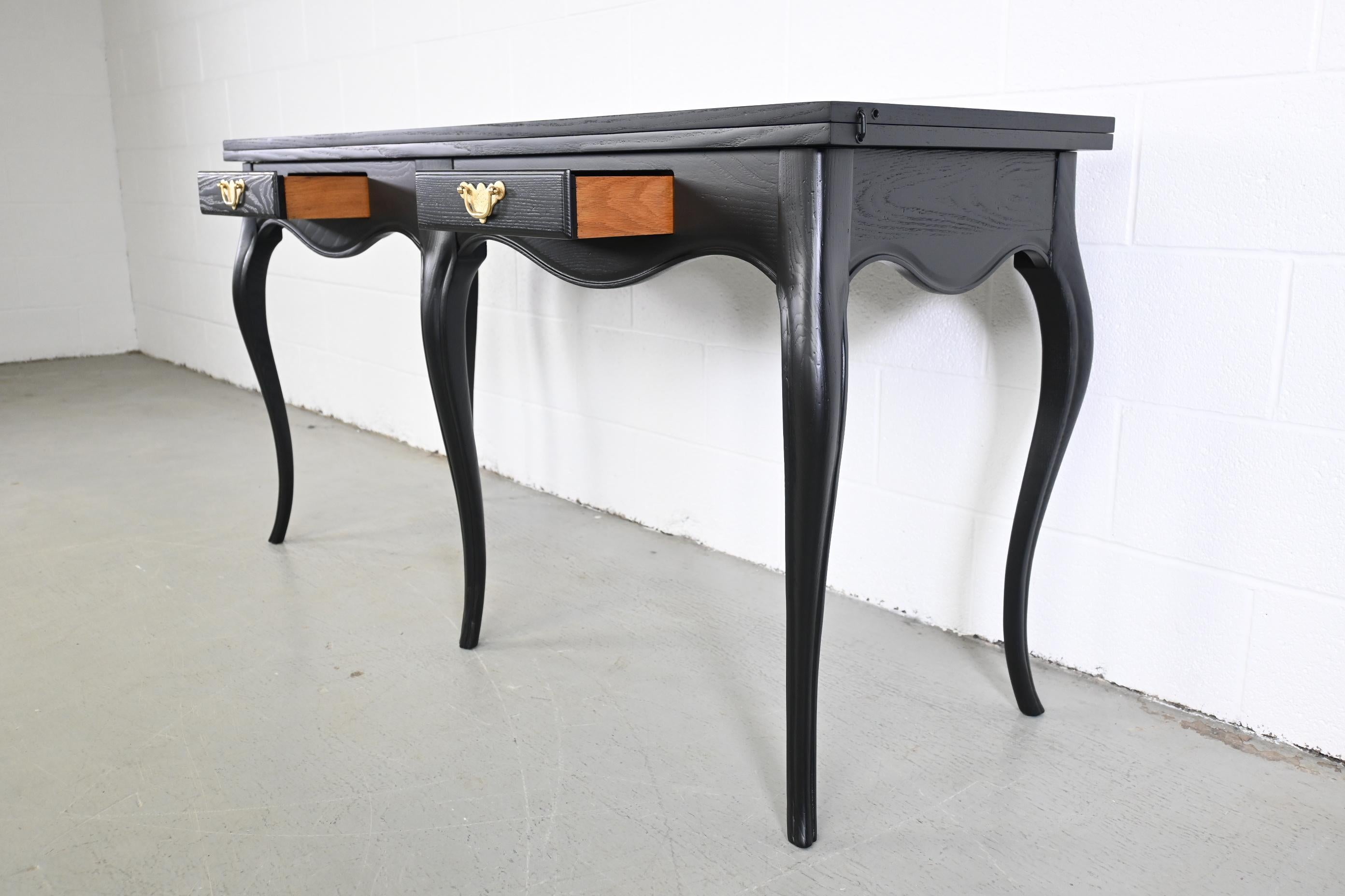 Late 20th Century Baker Furniture Milling Road Black Lacquered French Console Table