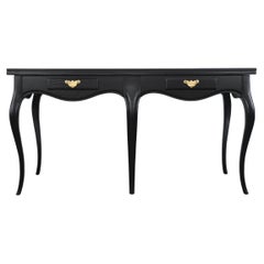 Retro Baker Furniture Milling Road Black Lacquered French Console Table