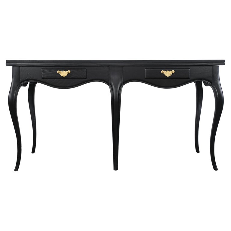 Baker Furniture Milling Road Black Lacquered French Console Table For Sale